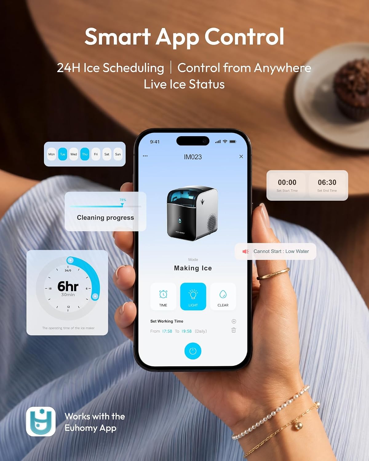 Detalle 1 de EUHOMY Countertop Nugget Ice Maker, 42 lb Daily Output