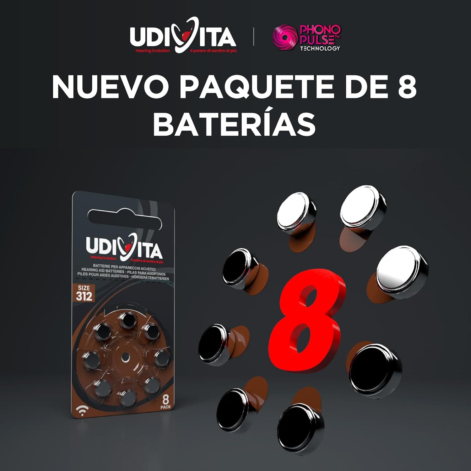 Detalle 2 de Udivita PR41 80 pilas 312 zinc‑aire 1,45V