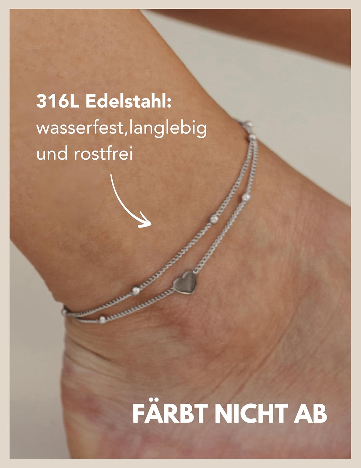 Thumbnail 2 de Gd. GOOD.designs Fußkettchen Herz verstellbar 22–27 cm