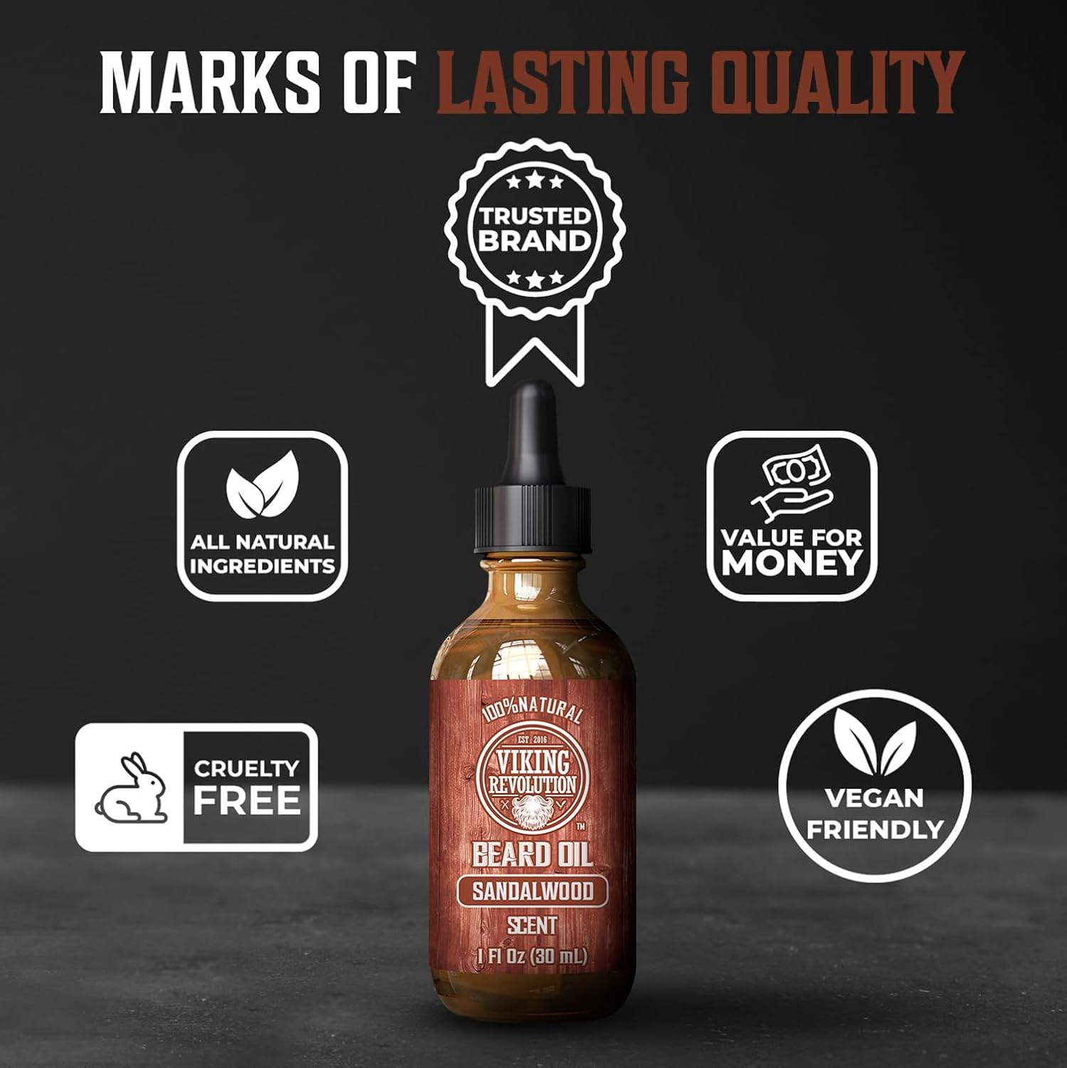 Detalle 1 de Viking Revolution Beard Oil Sandalwood 1 Pack