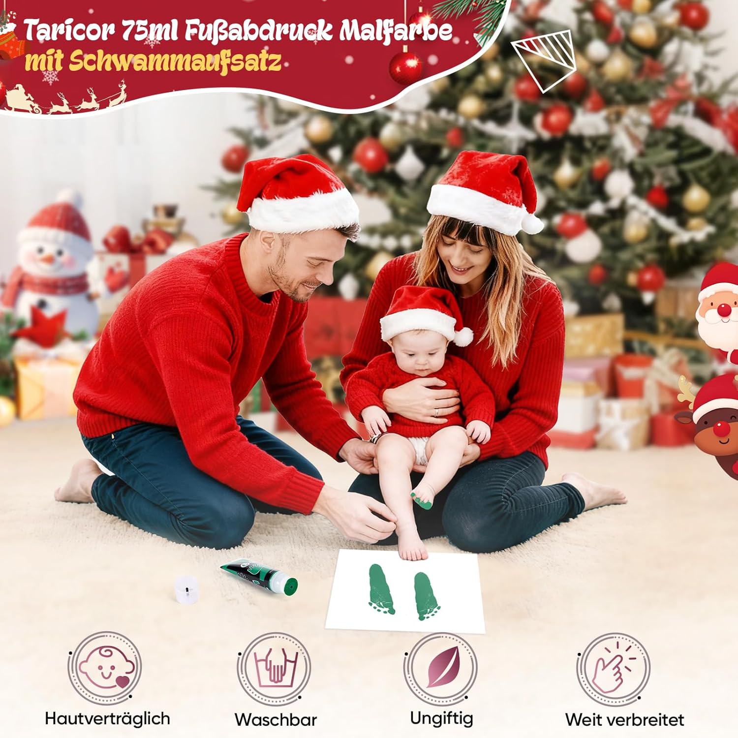 Thumbnail 1 de Taricor 75ml Baby FußAbdruck Farbe – Ungiftige Stempelset mit Schaum-Aufsatz für Babys