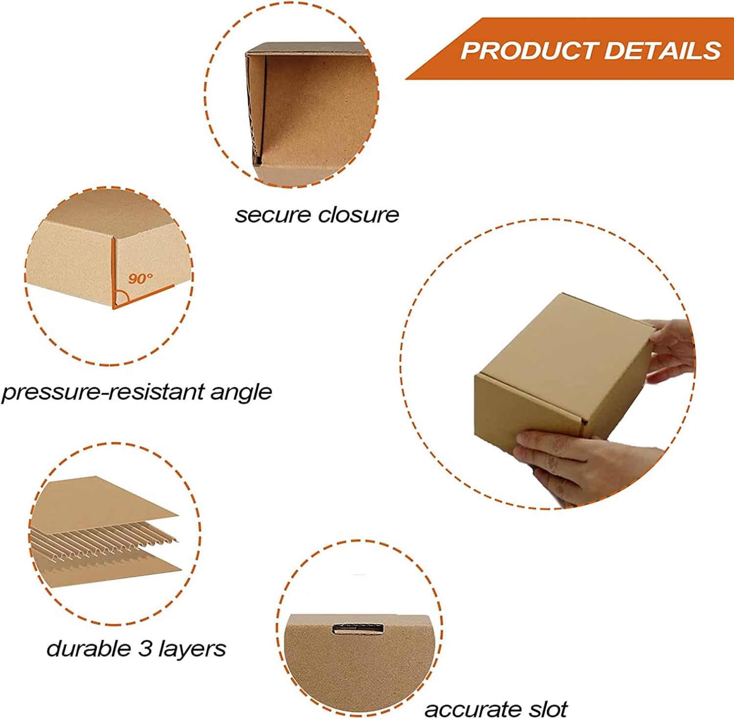 Thumbnail 3 de RLAVBL 25 Pack Small Brown Corrugated Shipping Boxes (153x102x76 mm) – Quick Assemble, Light & Durable