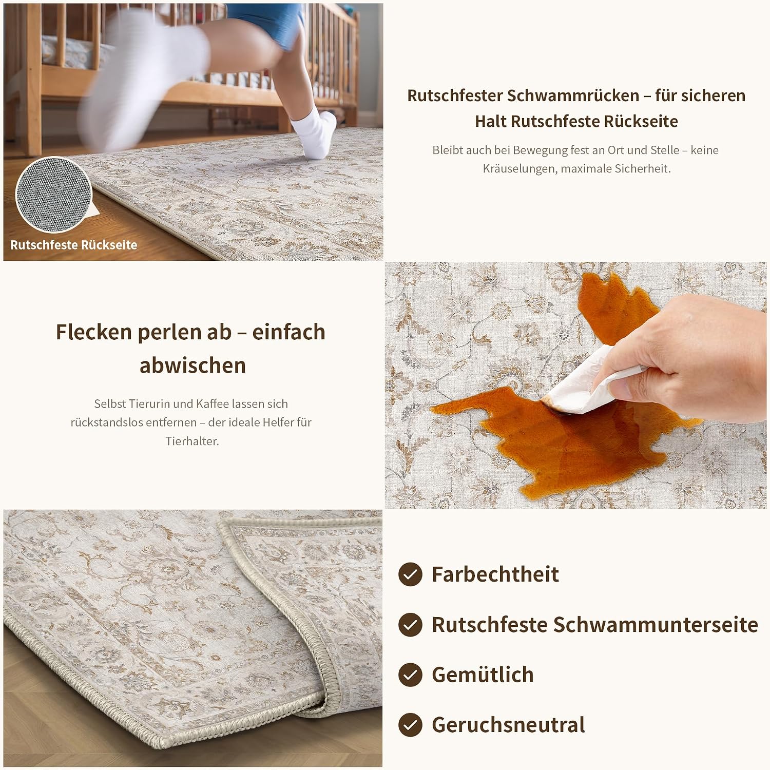 Thumbnail 5 de PureCozy Beige Teppich 80x150 cm für Wohnzimmer