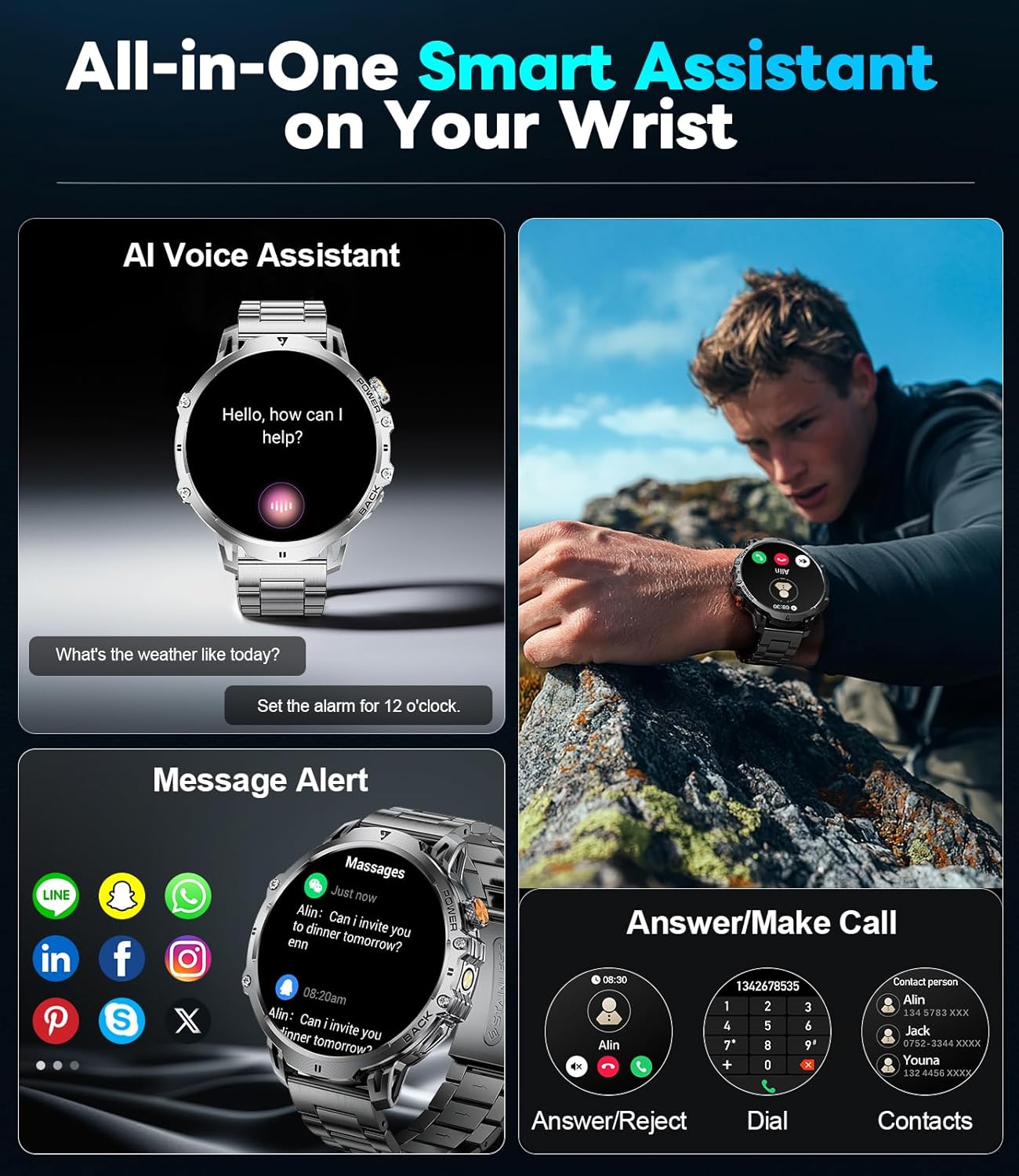 Thumbnail 4 de LIGE Smart Watch 1.85" HD display