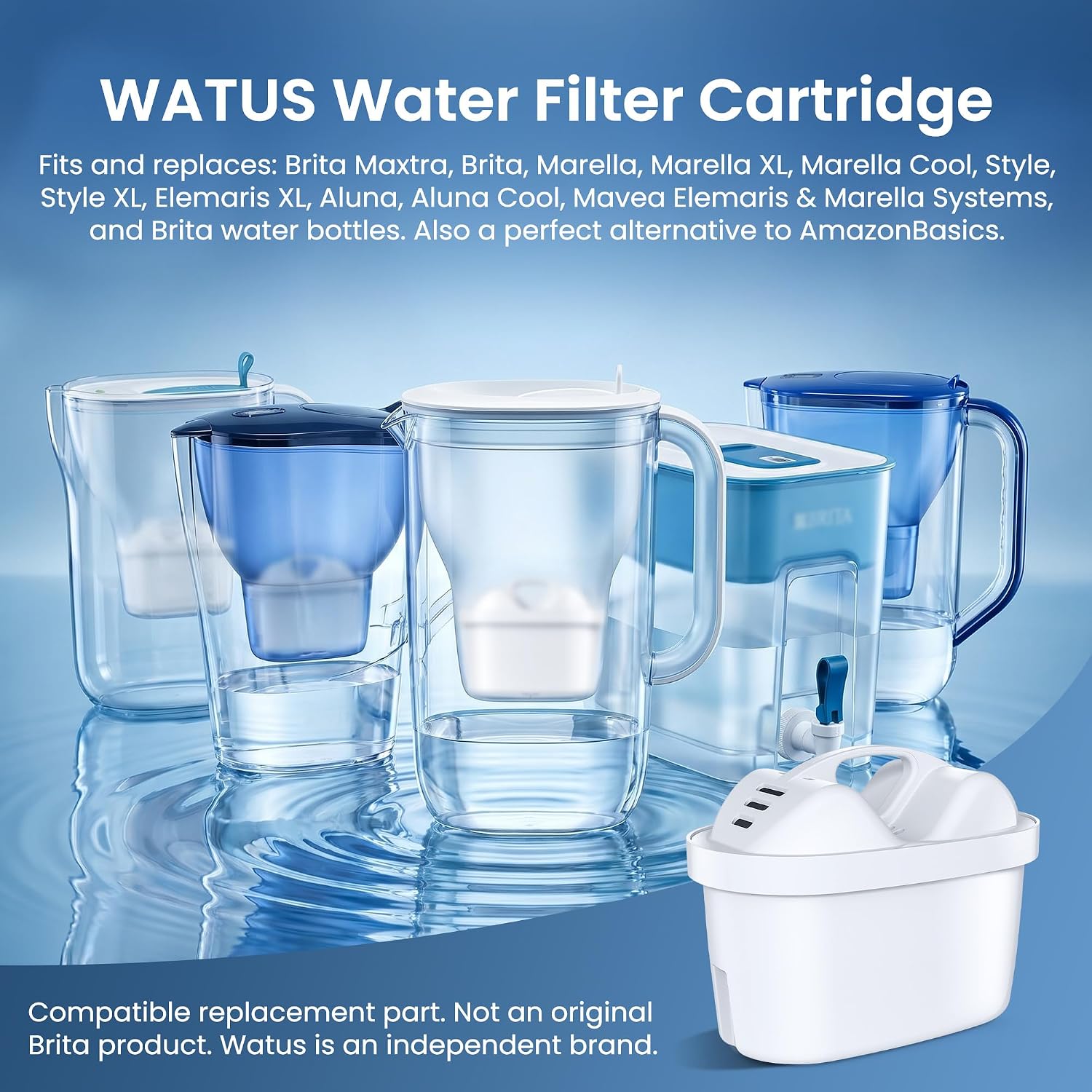 Detalle de Watus WATUS-12 Water Filter Cartridges, 12-Pack for BRITA Maxtra+ and Maxtra