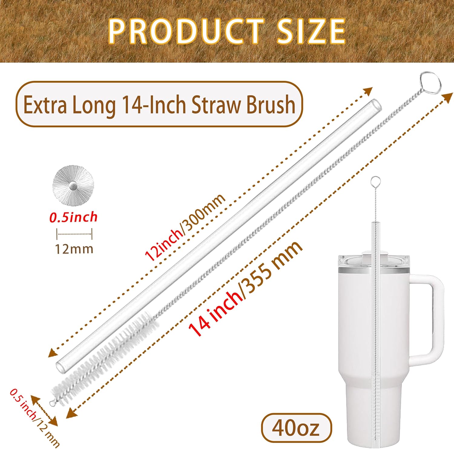 Thumbnail 1 de CIDYAUST Straw Cleaner Brush Extra Long 14 Inch – 8-Pack