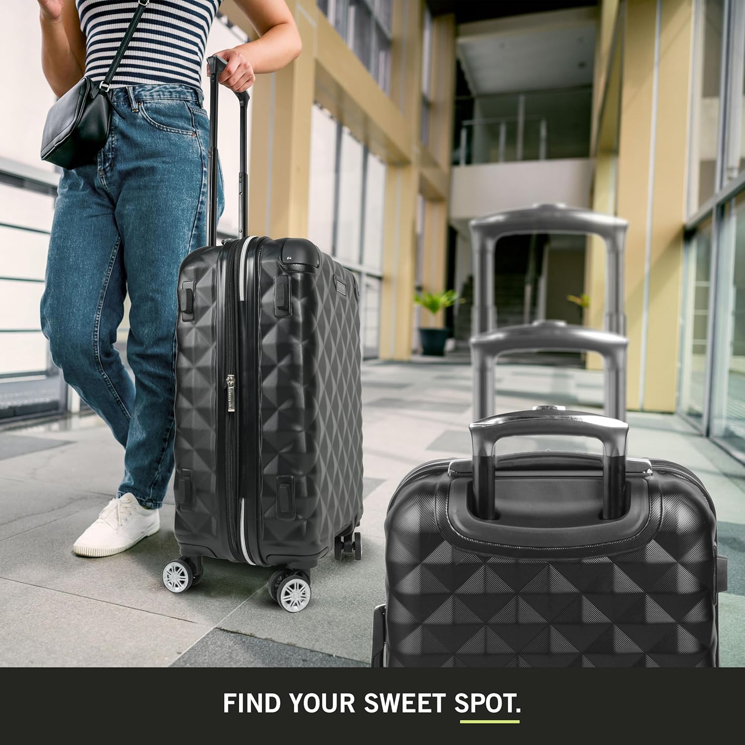 Thumbnail 3 de Kenneth Cole REACTION Diamond Tower Collection Lightweight Hardside Expandable 8-Wheel Spinner Luggage (24-Inch), Black