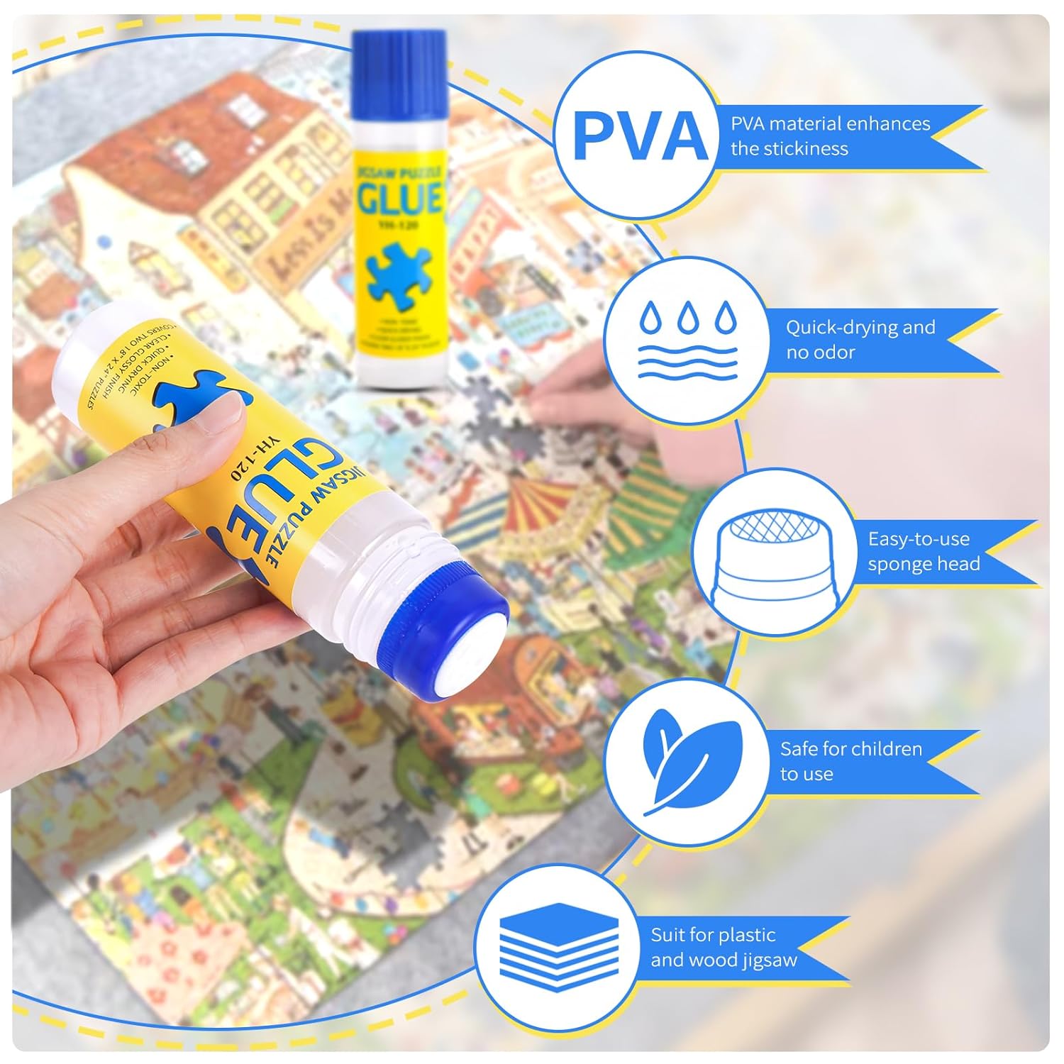 Detalle 2 de Colla per Puzzle Trasparente con Applicatore Facile da Usare – Confezione da 2×120 ml