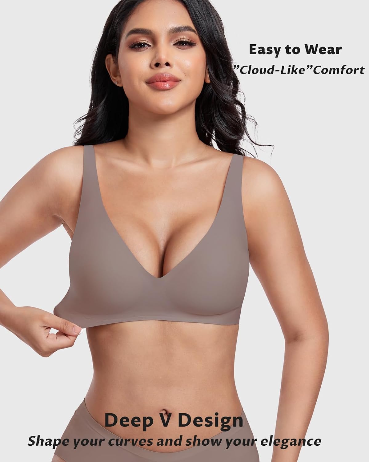 Detalle de GXOULRRA Jelly Bra Plunge Wireless Bralette, Deep V-Neck, Lift & Back Smoothing