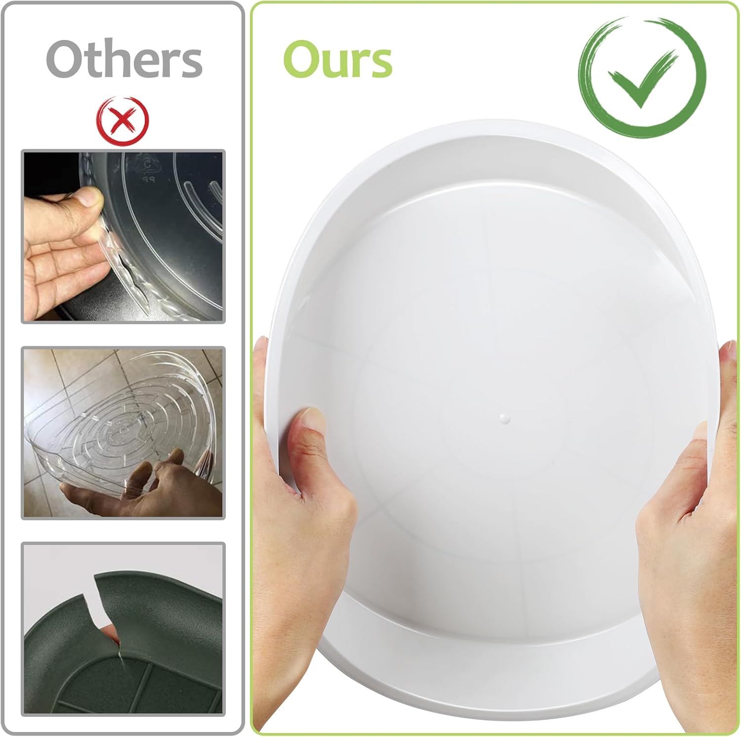 Thumbnail 2 de Muzhira 6 Pack Plant Saucers (26cm red) – thick PP drip trays for indoor and outdoor pots