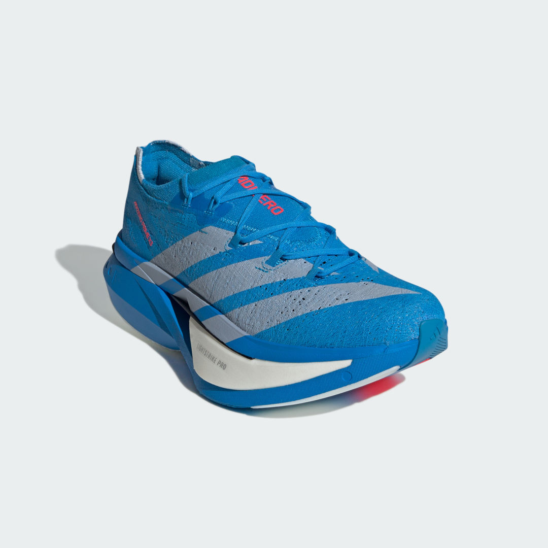 Detalle 2 de Adizero Prime X3 Strung de Adidas: zapatilla azul para entrenamientos ligeros y velocidad