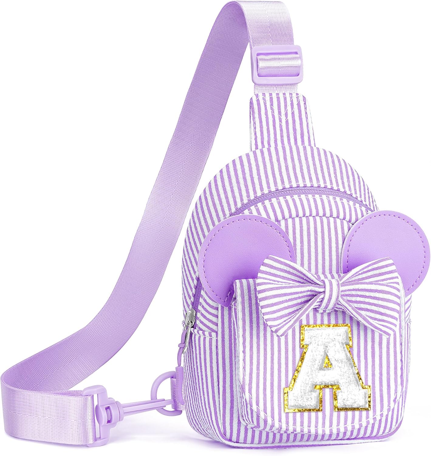 Detalle de QLOVEA Small Sling Bag for Girls with Personalized Initials – Purple A