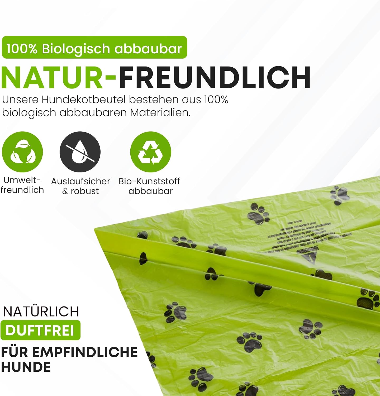 Thumbnail 2 de BI0 Hundekotbeutel mit Spender – Kompostierbare Beutel, 300 Stück inklusive Spender und Leinenclip
