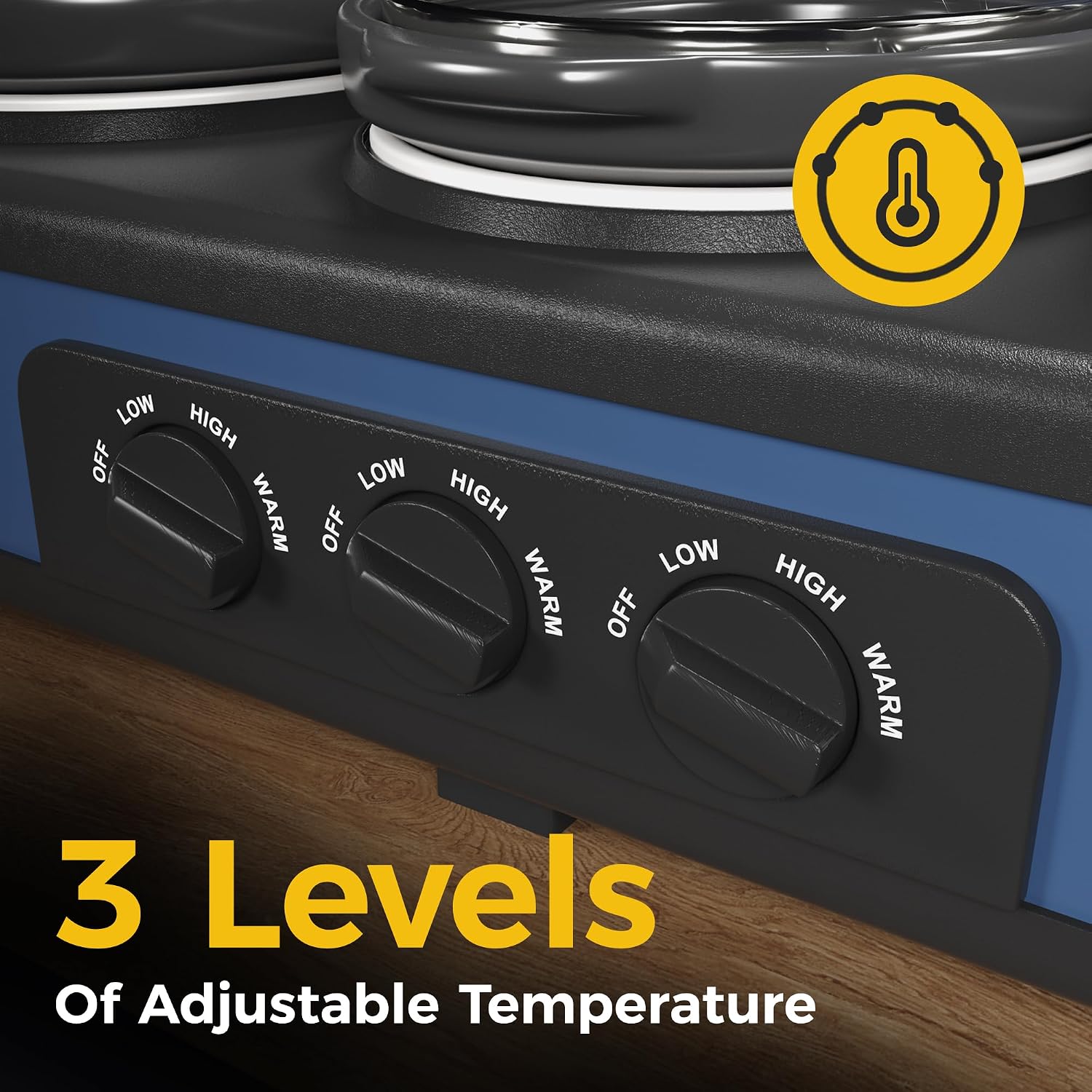 Detalle 2 de Sunvivi Triple Slow Cooker with 2.5-Quart Pots