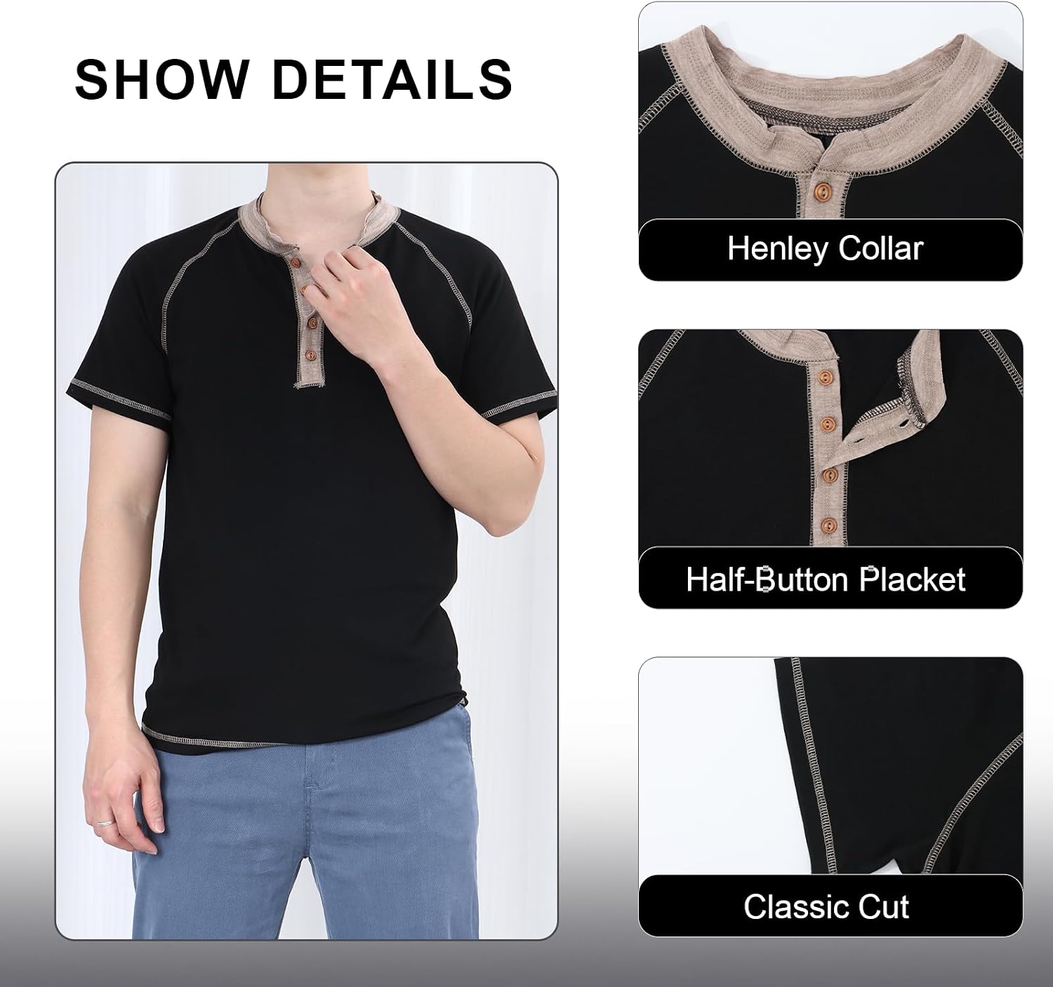Detalle de BWBIKE T-Shirt Uomo Henley, maniche corte S