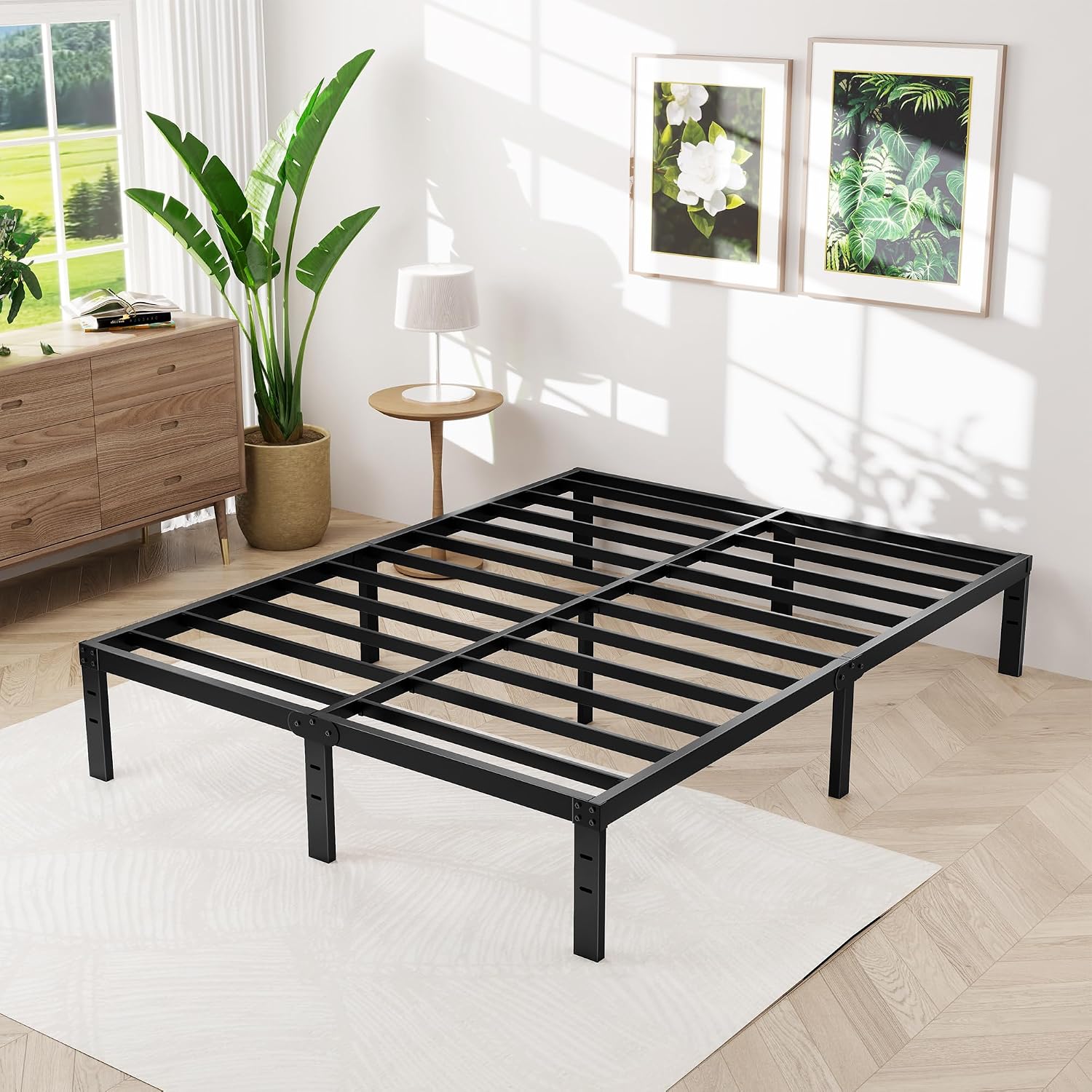 Thumbnail 6 de Awesofurni King Size Bed Frame, 14-Inch Metal Platform with Underbed Storage