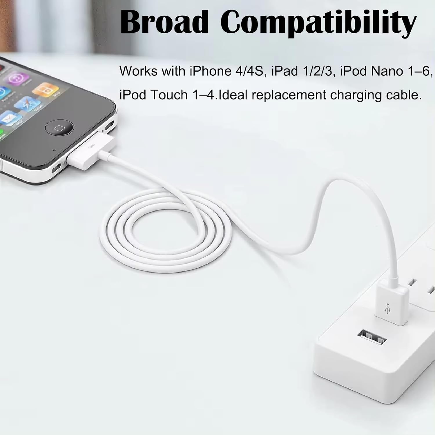 Thumbnail 3 de YANAJIAJIA 30‑Pin USB Sync & Charging Lead (1 Pack) – Compatible with iPhone 4/4S, iPad 1–3, iPod Nano/Touch