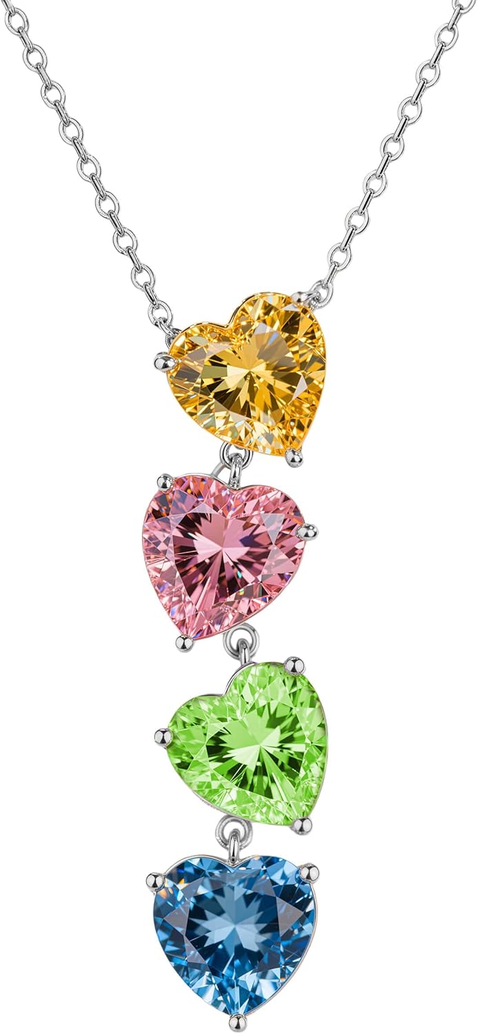 Detalle de LOVANS Kette Silber 925 mit Herz-Anhänger und 5A-Zirkonia – farbverlaufene Schönheit für Mutter, Freundin & Valentinstag