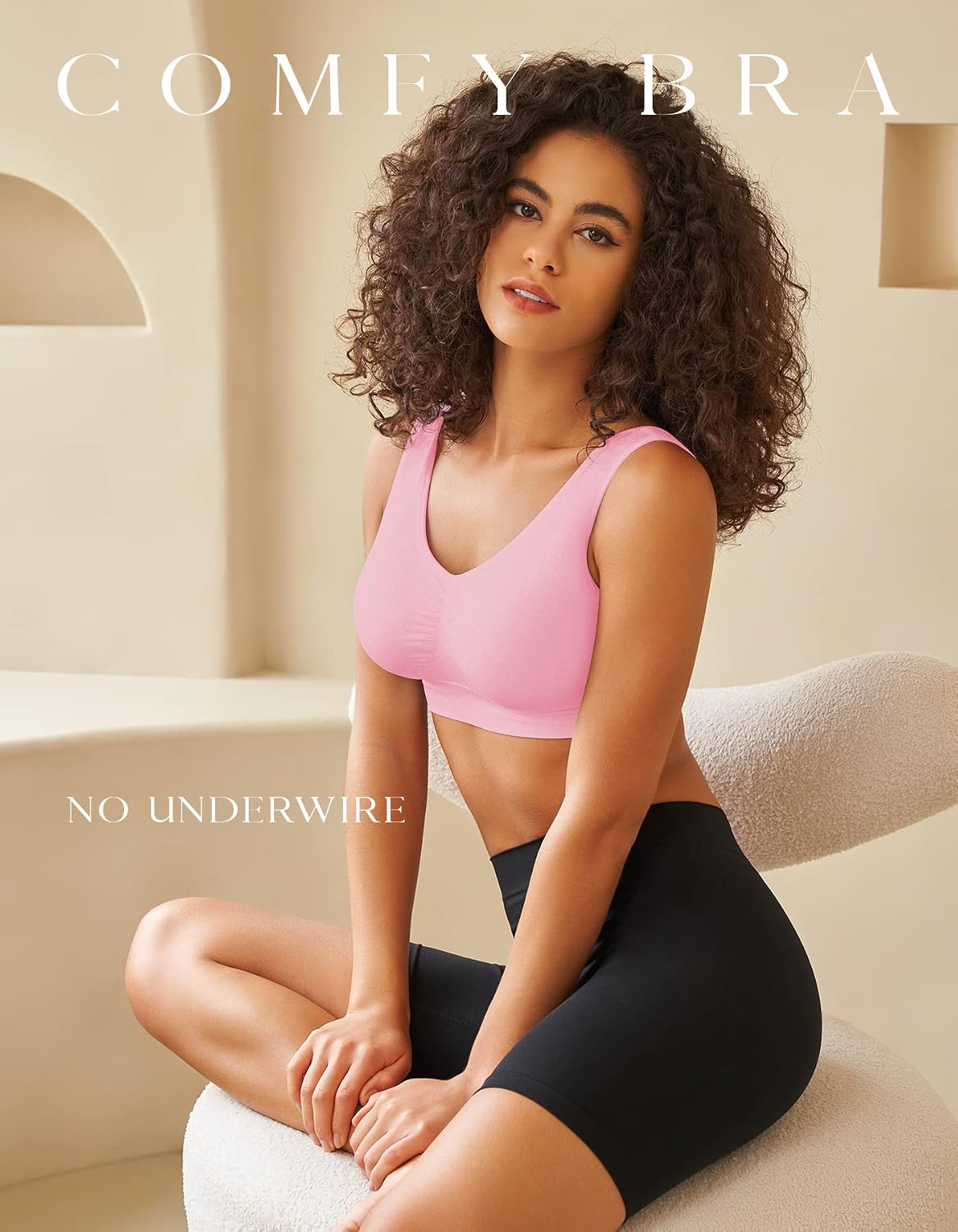 Detalle de SIMIYA Seamless Wireless Sports Bra for Women, Light Support, Removable Pads