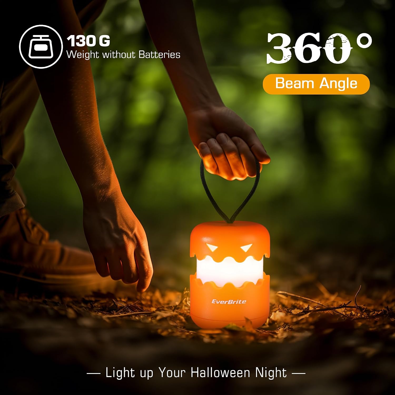 Detalle de EverBrite E041044A led-pompoenlantaarns, 3 stuks met warm 360°-licht