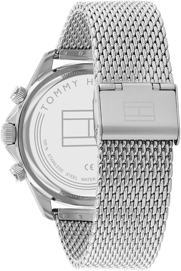 Thumbnail 2 de Tommy Hilfiger Herren Analog Quarz Uhr – 44 mm Gehäuse, Marineblaues Zifferblatt, Edelstahl-Mesh-Armband