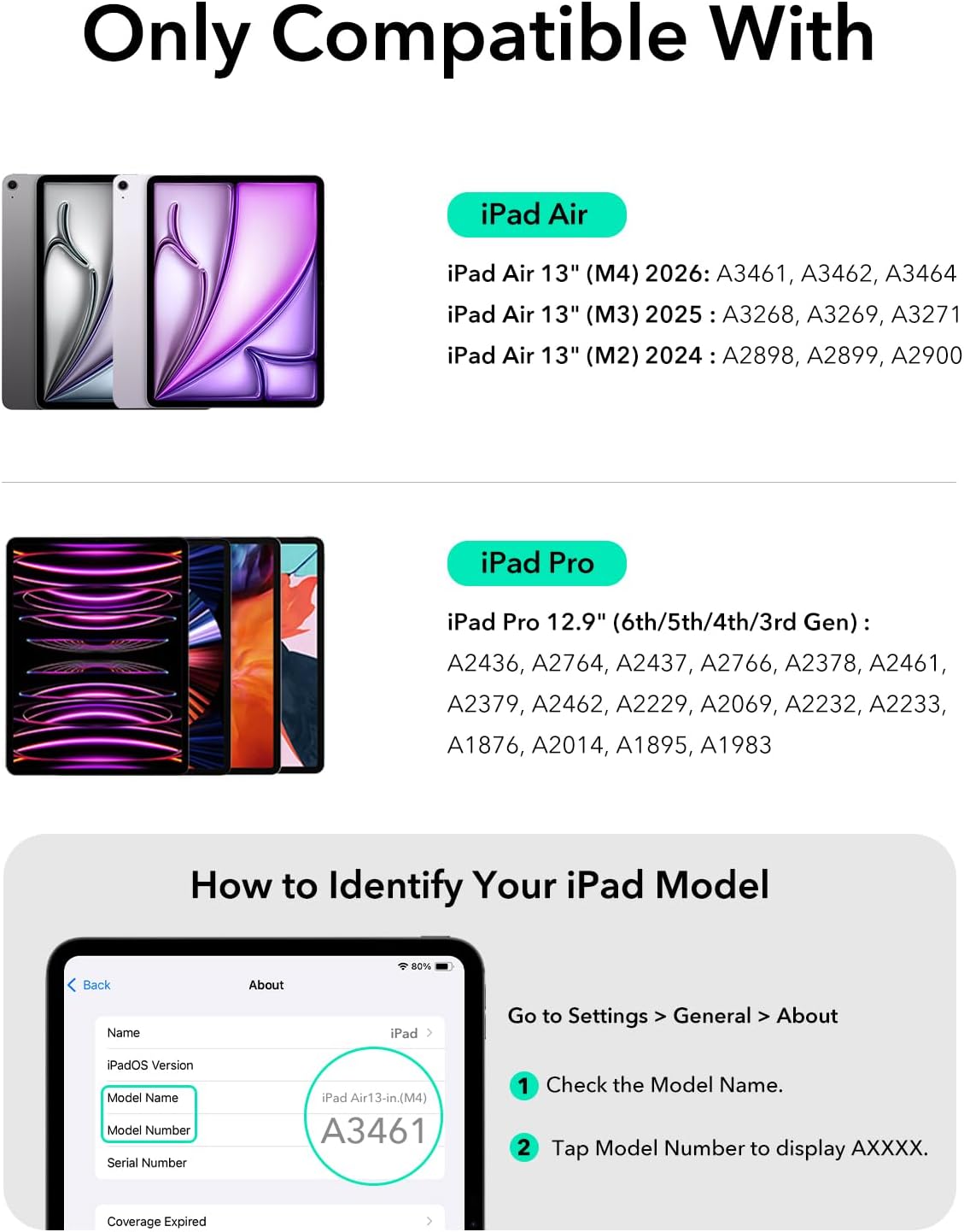 Thumbnail 1 de ESR Upgraded Case Keyboard Stand for iPad Air 13 and 12.9 iPad Pro (Black) — Easy-Set Floating Cantilever + Trackpad