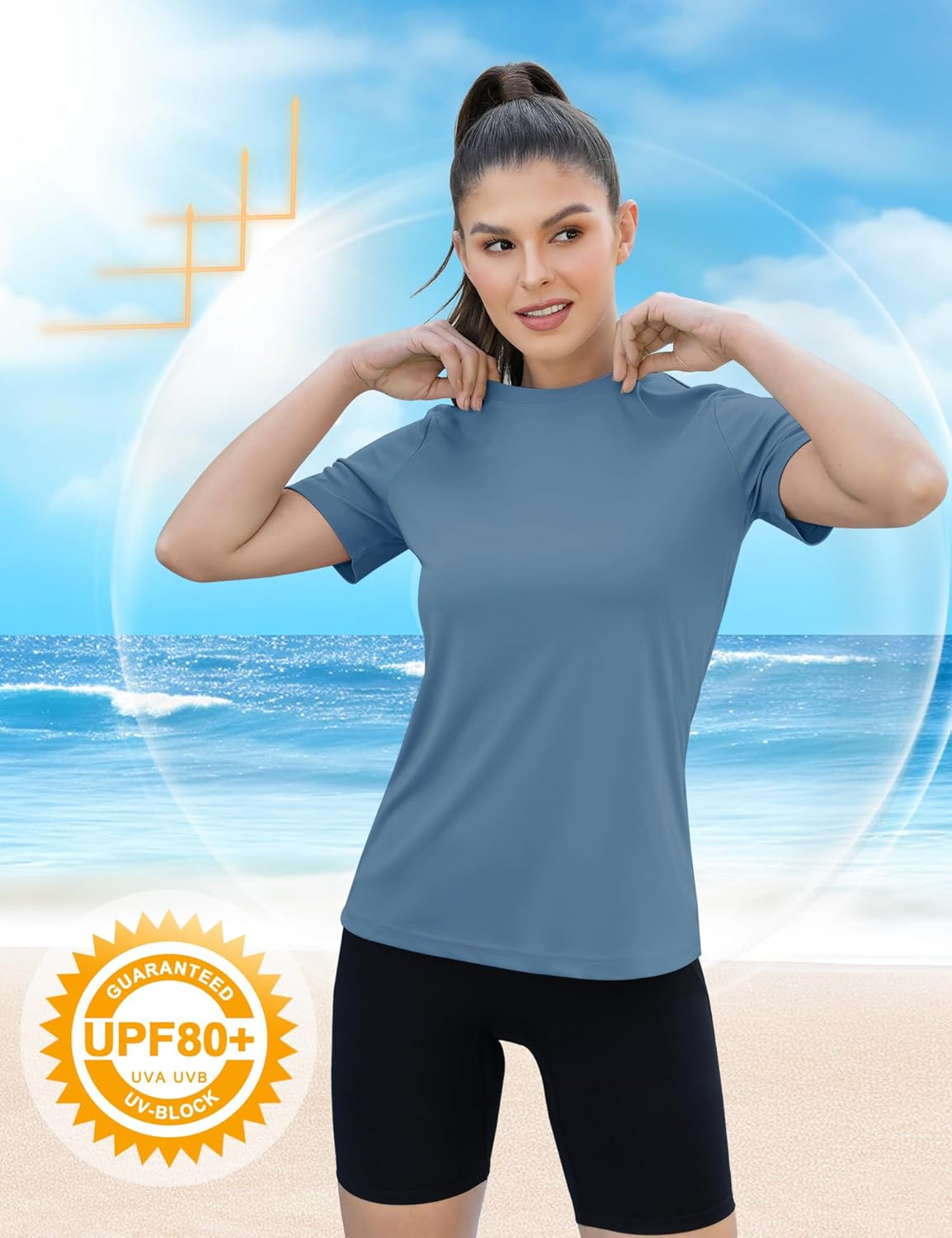 Thumbnail 4 de Rapbin Sportshirt Damen Kurzarm – UPF 50+, leichtes, atmungsaktives Funktionsshirt für Training