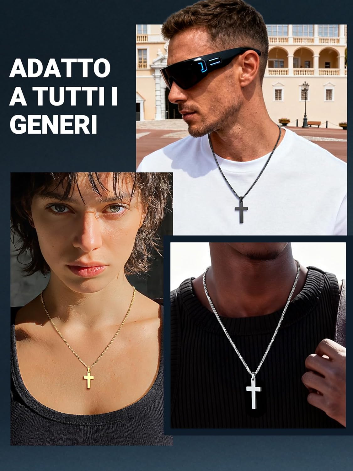 Thumbnail 4 de PROSTEEL Collana Croce Uomo in Acciaio Inox Chirurgico con Ciondolo 31/43 mm – Personalizzabile e in confezione regalo