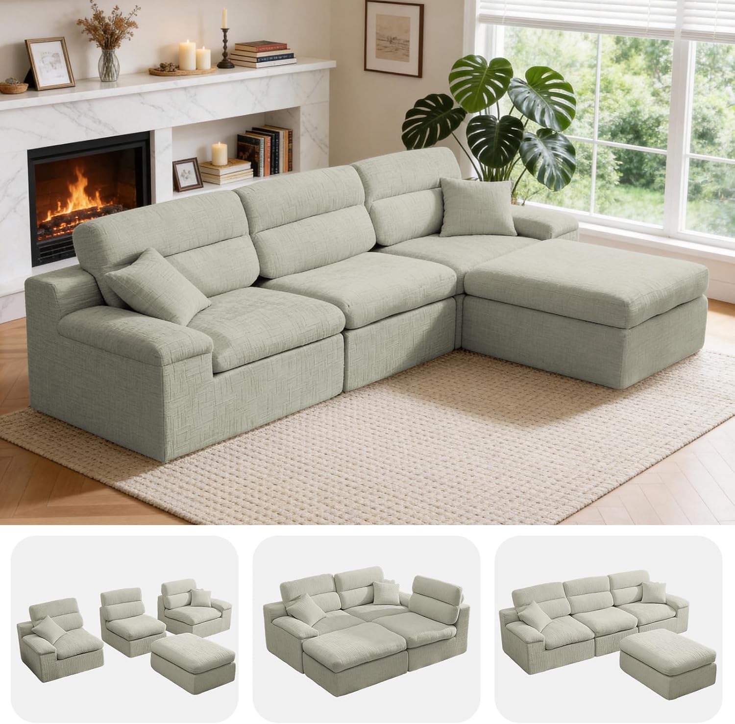 Detalle de COOSYCO Sectional Sofa 110-Inch