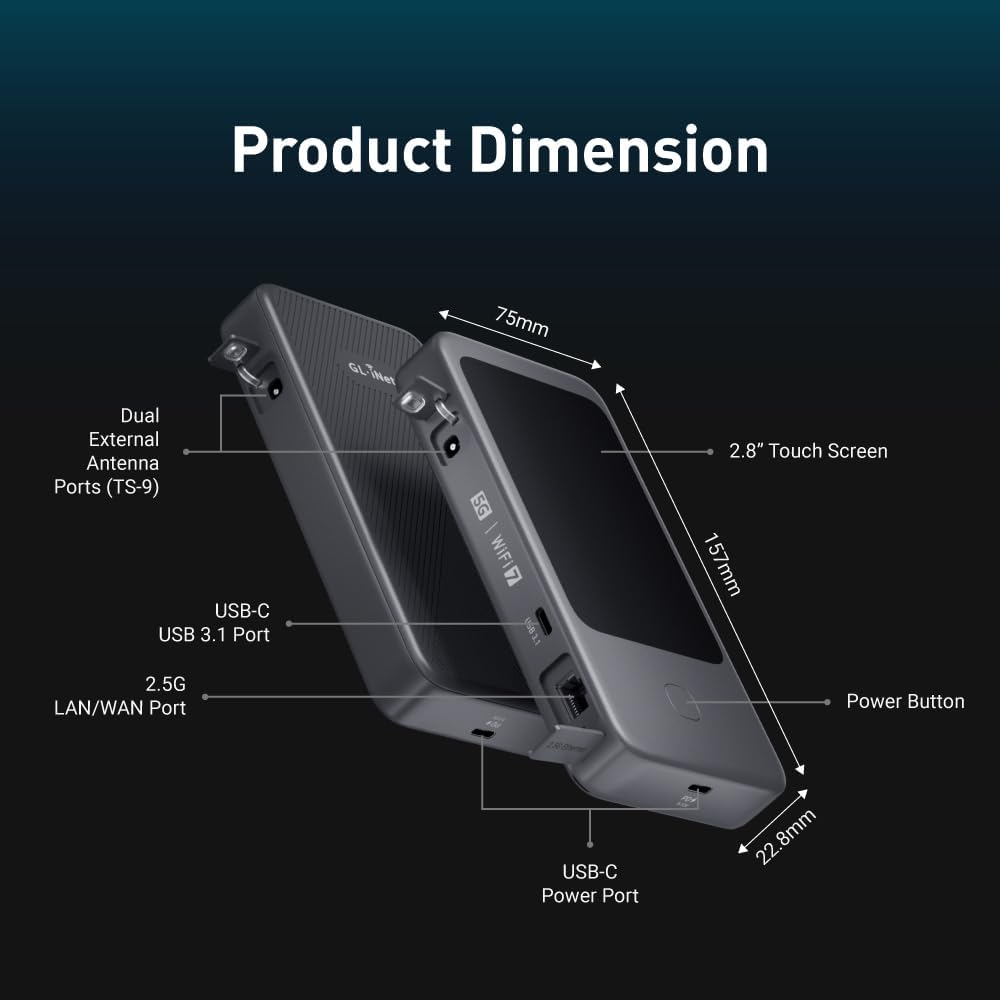 Thumbnail 6 de GL.iNet MUDI 7 (GL-E5800): Travel Router with Wi‑Fi 7, 5G, eSIM, and Dual SIM