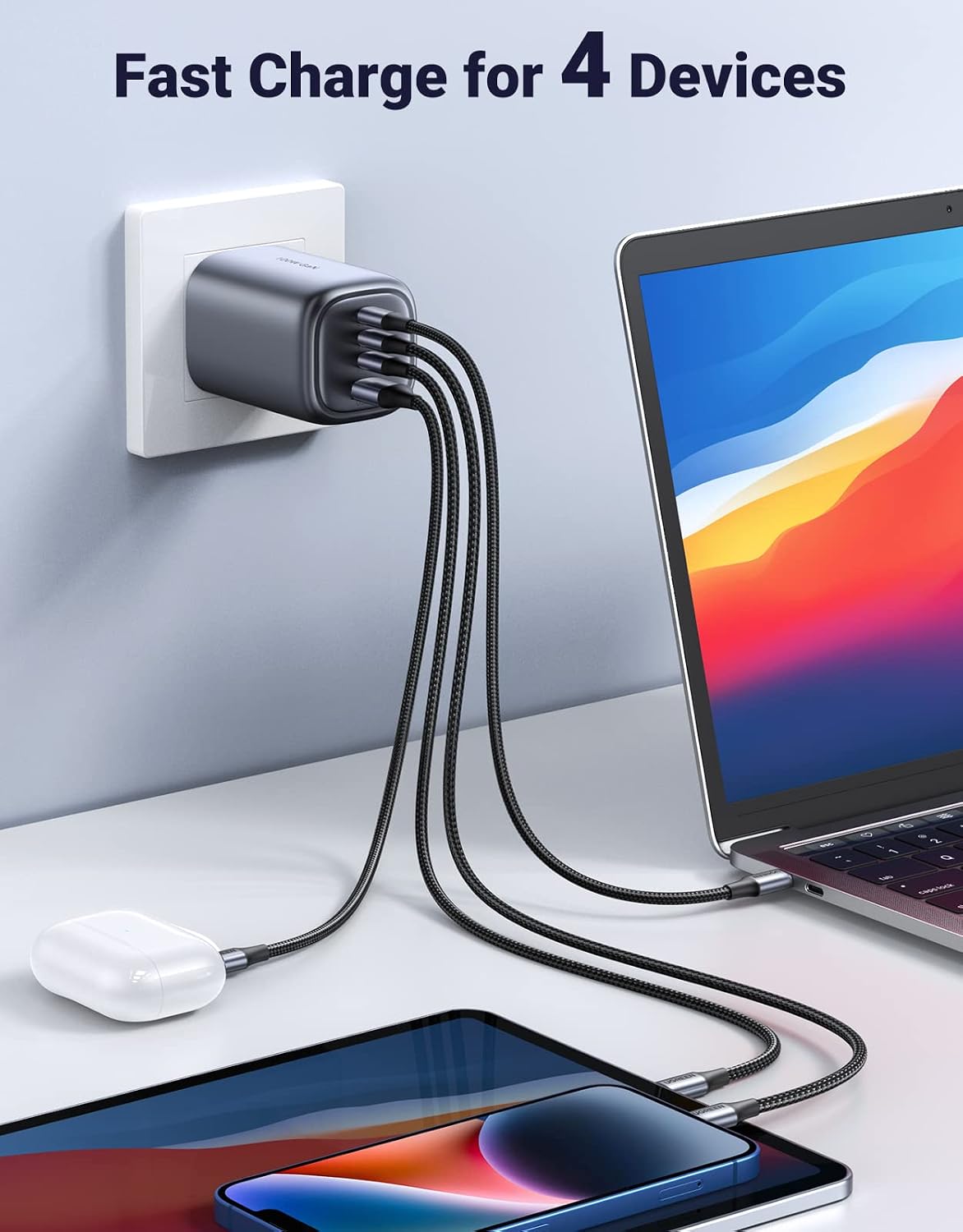 Detalle de UGREEN 40749 100W GaN USB-C Charger with 4 Ports