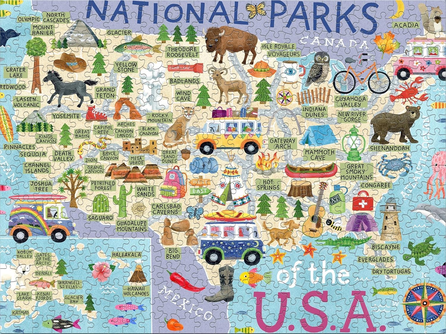 Detalle de Ceaco National Parks Map 500 Piece Jigsaw Puzzle