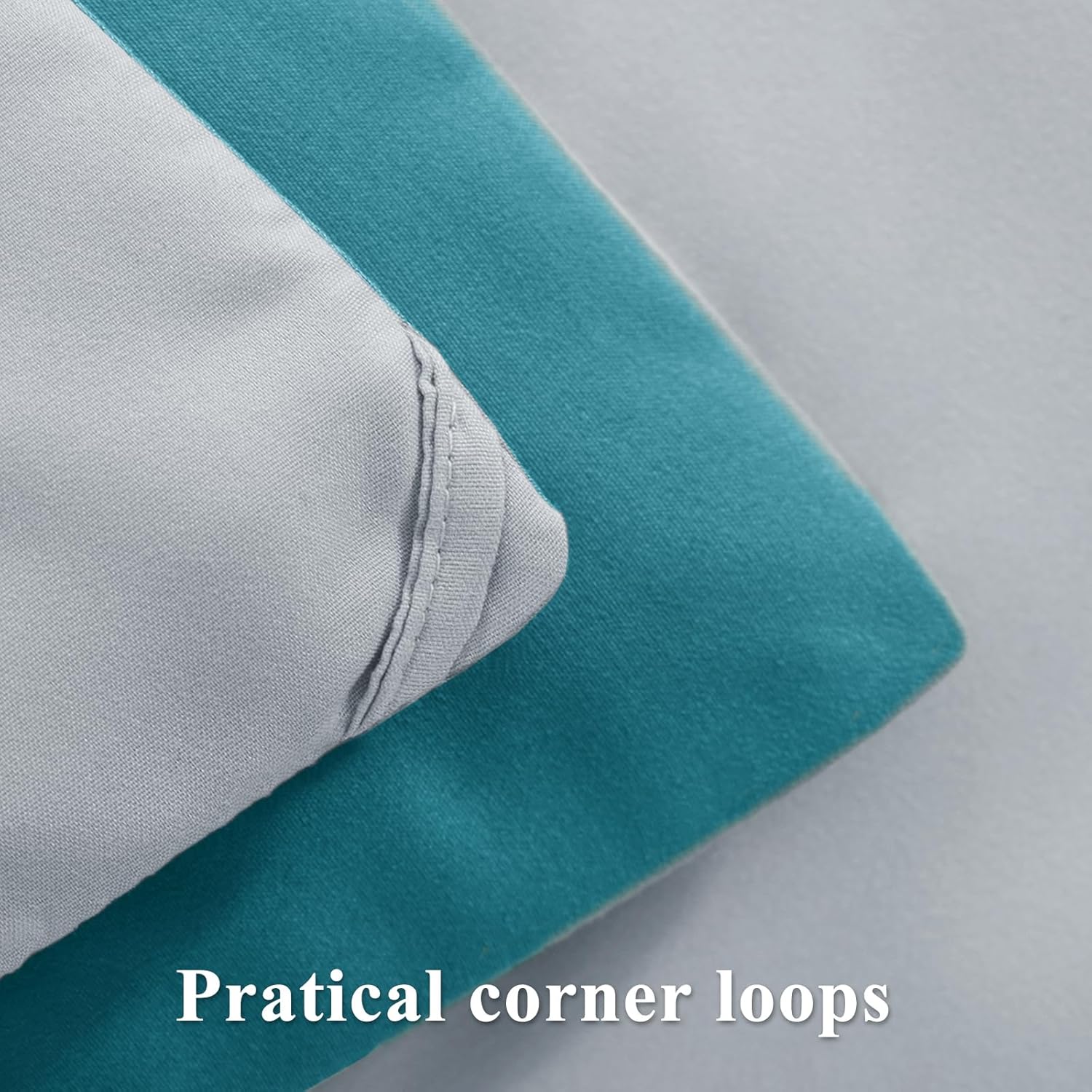 Thumbnail 6 de Aisbo Coverless Duvet King Size 10.5 Tog (230x220cm) Teal/Grey reversible quilt with 2 pillowcases