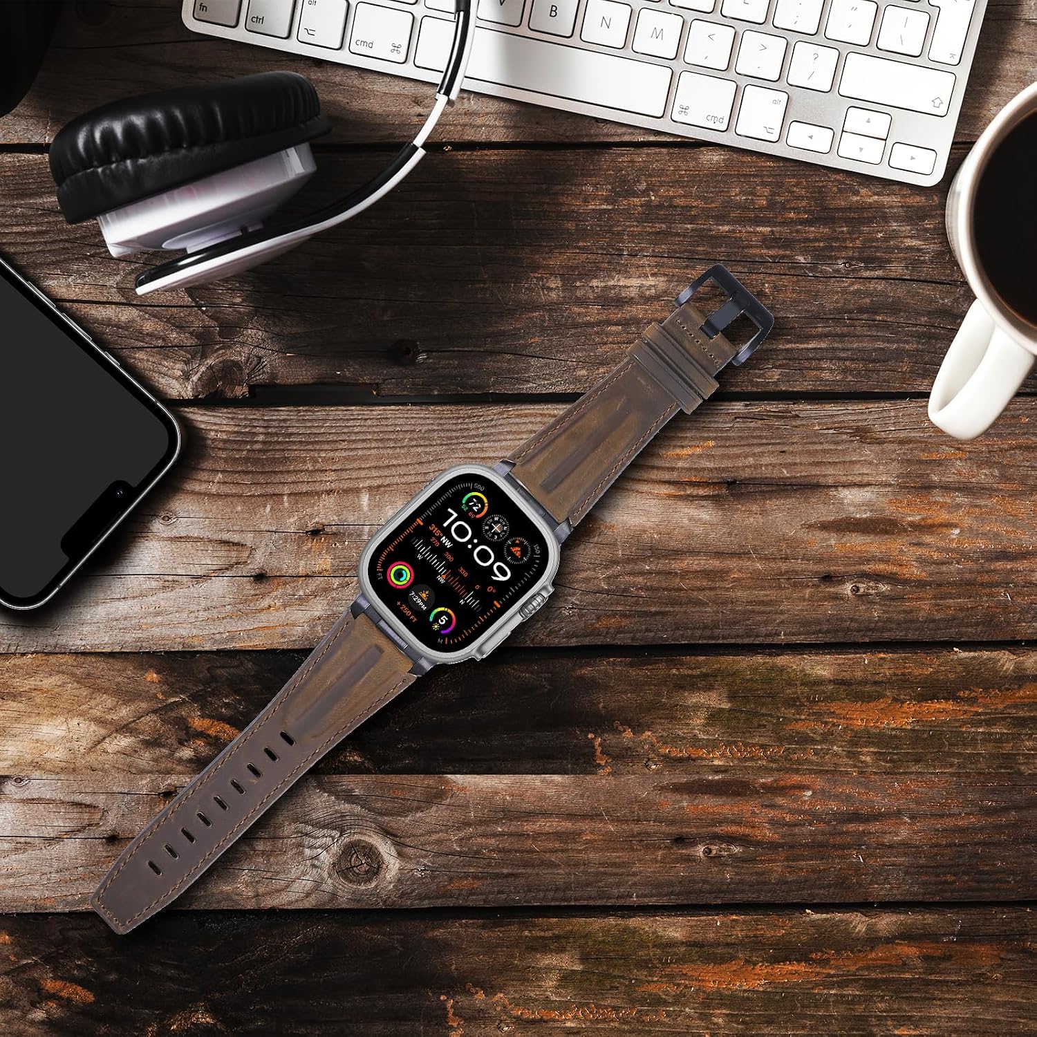 Thumbnail 6 de Bouixel Top Grain Leather Strap for Apple Watch Ultra & Series (42–49mm) with Rugged Metal Connector