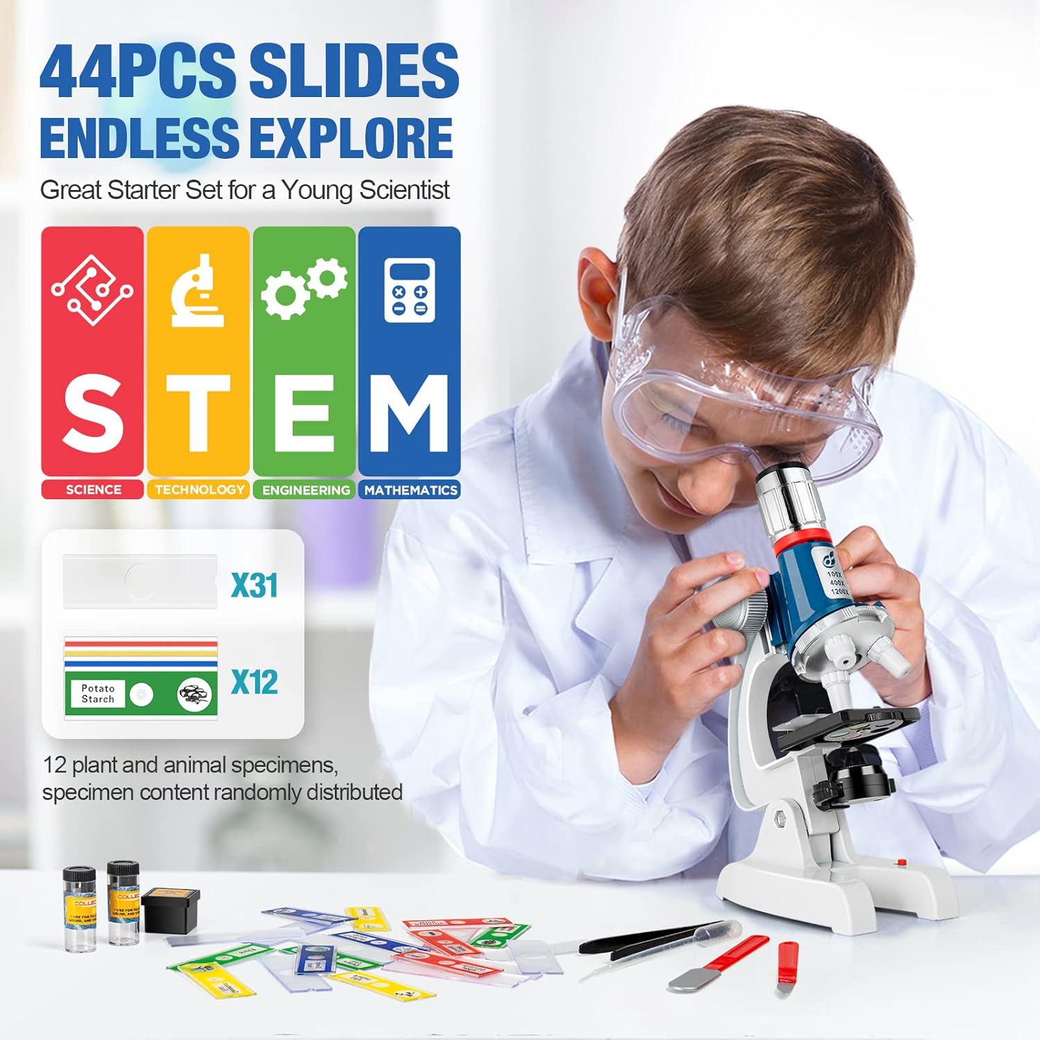 Detalle 2 de 58-Piece Kids Microscope Kit 100X–1200X 🔬