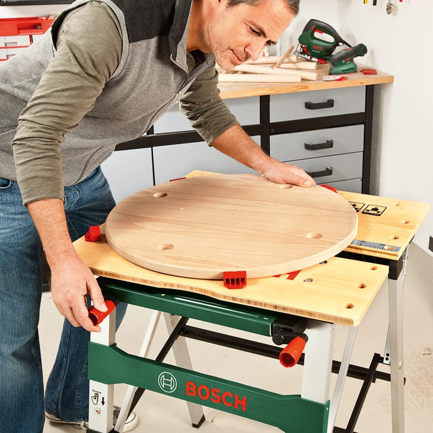 Thumbnail 3 de Bosch Home And Garden PWB 600 (0603B05200) banco da lavoro con quattro ganasce di serraggio