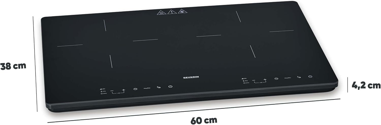 Detalle de Severin Doppel-Induktionskochplatte DK 1033 – 2 Platten, Glaskeramik, 3.400 W, Touch-Display