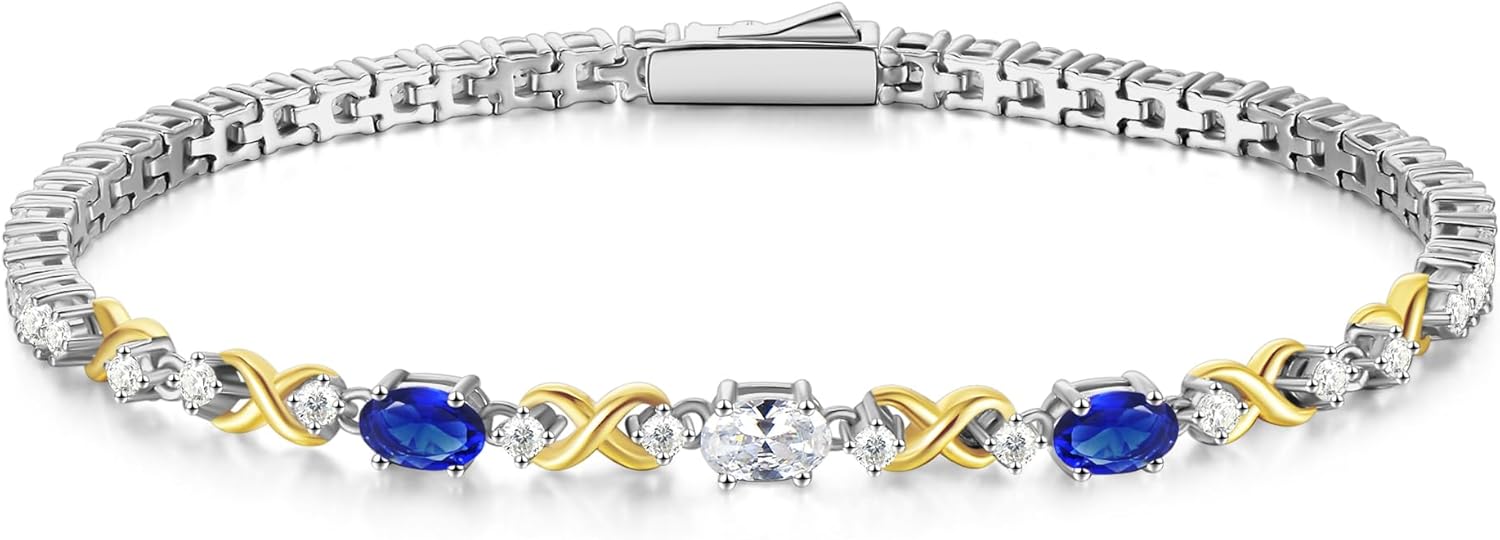 Thumbnail 6 de FANCIME Damen Tennisarmband aus 925 Sterling Silber mit doppeltem Geburtsstein (Infinity), Länge 18,7 cm