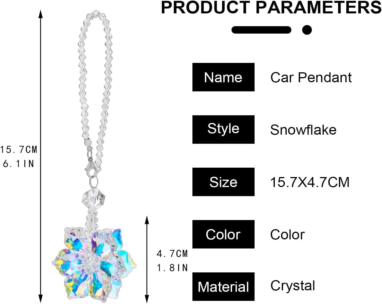Detalle de H&D HYALINE & DORA Crystal Snowflake Suncatcher window hanging ornament for car mirrors
