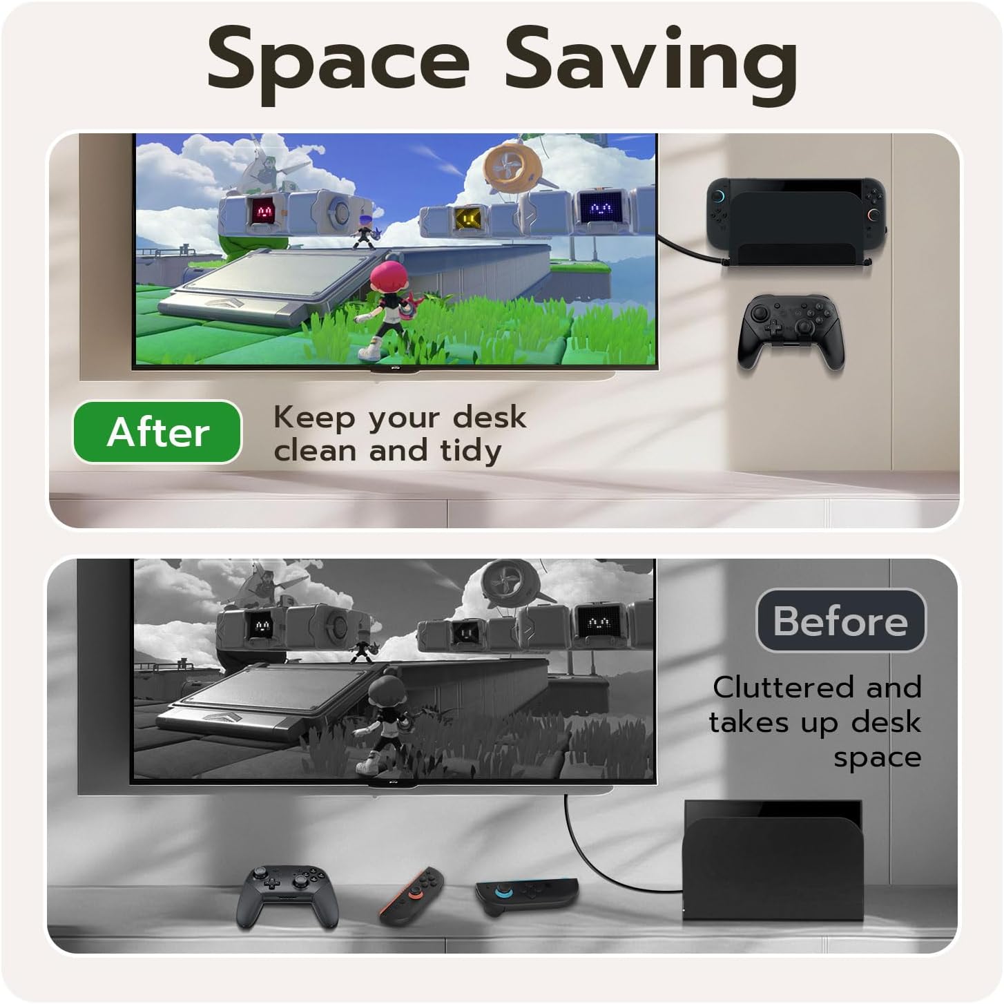 Thumbnail 5 de Tolesum Support mural en métal pour Switch 2, Dock, Joy-Con et Switch Pro noir