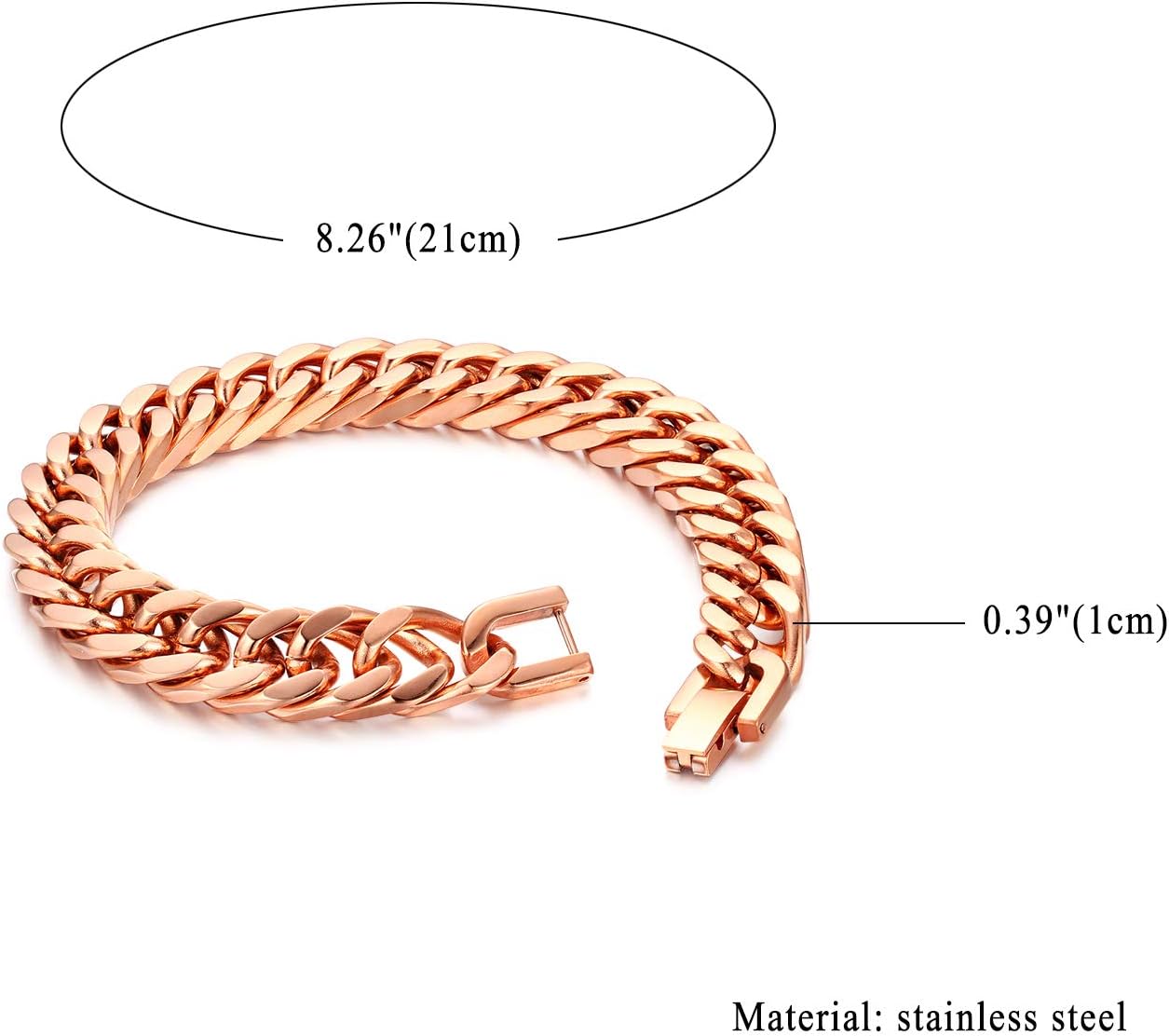 Detalle de JewelryWe Herren Armband Edelstahl Panzerkette 21 cm – robuster, allergiefreier Glieder-Look mit 5 Farben