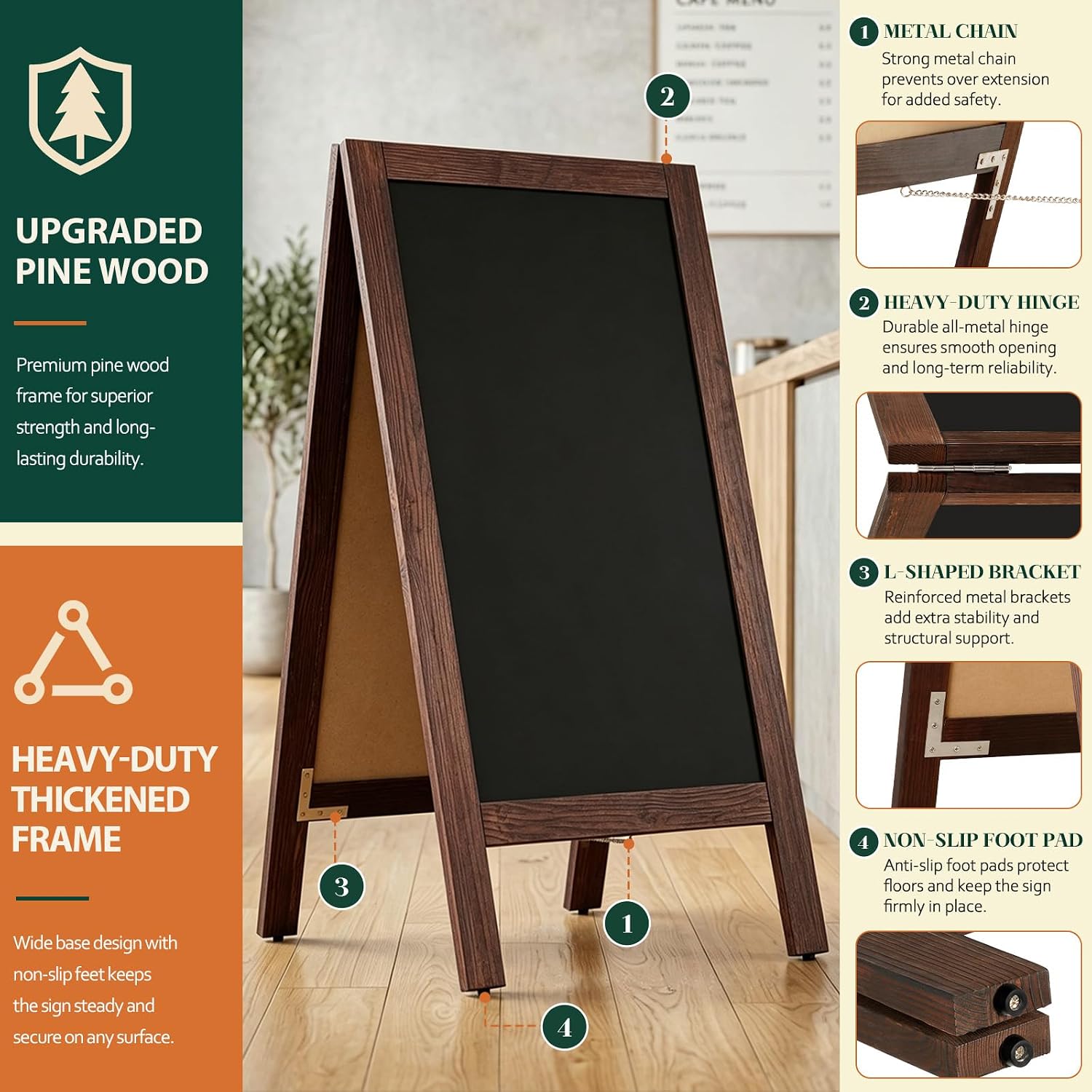 Detalle 2 de 4 THOUGHT A-Frame Magnetic Chalkboard, 20 x 40-Inch, Double-Sided