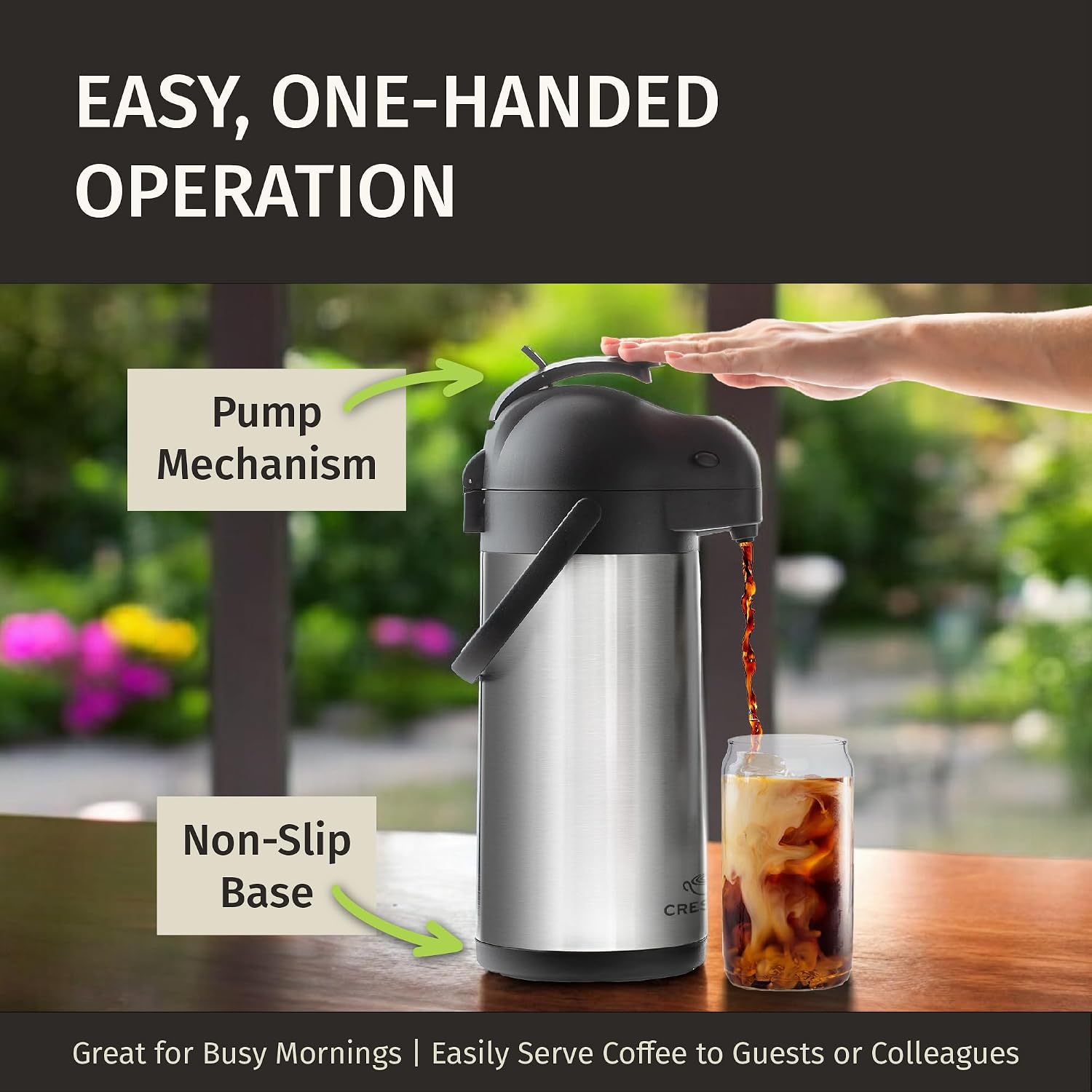 Thumbnail 4 de CRESIMO Airpot3L 3L Pump Airpot, Stainless Steel, 12-Hour Hot Retention