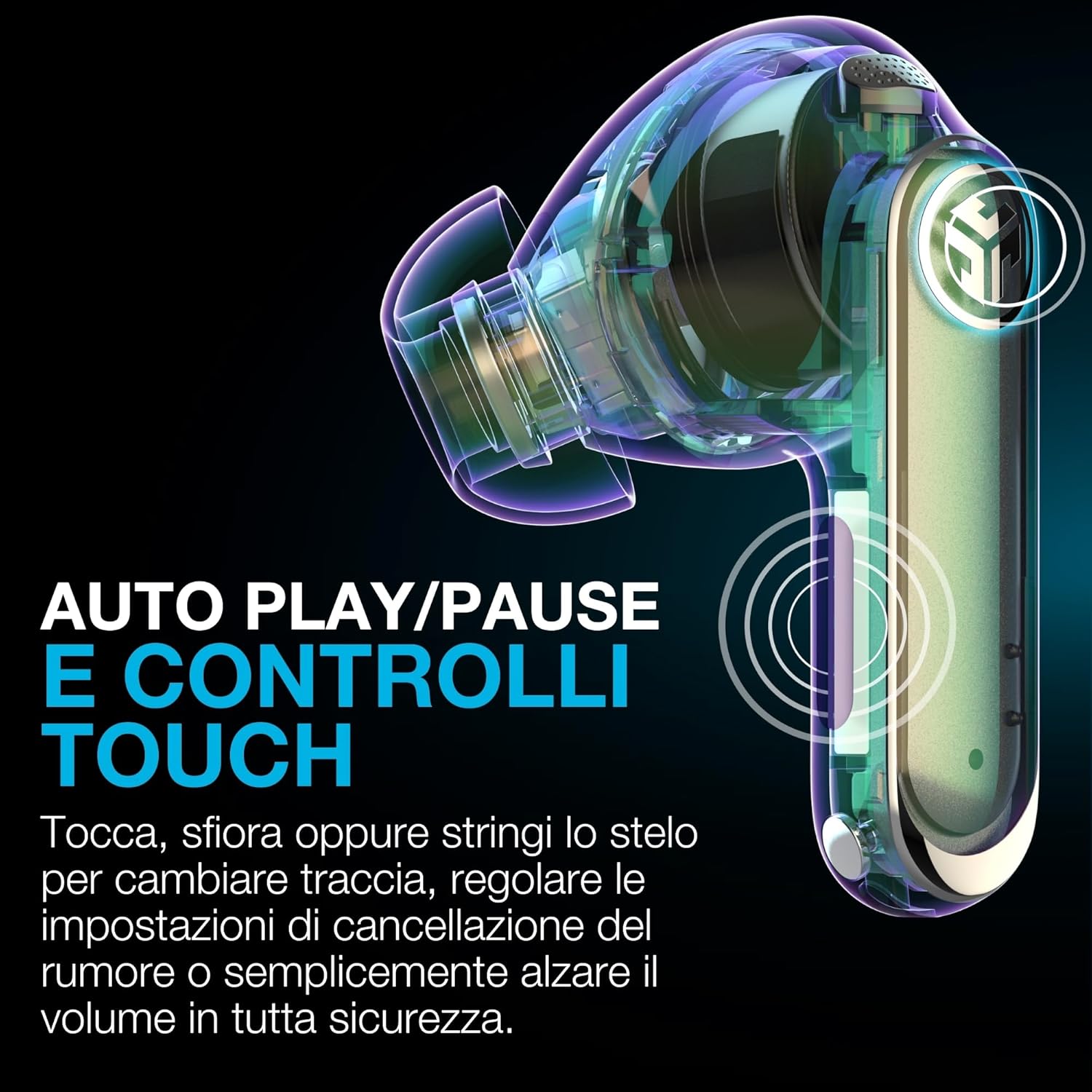 Thumbnail 6 de JLab Epic Pods ANC True Wireless con cancellazione attiva del rumore e audio hi-res dual driver (Nero)