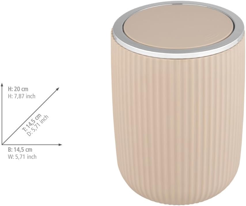 Detalle de WENKO Poubelle Agropoli beige 2 litres — plastique sans BPA, couvercle basculant