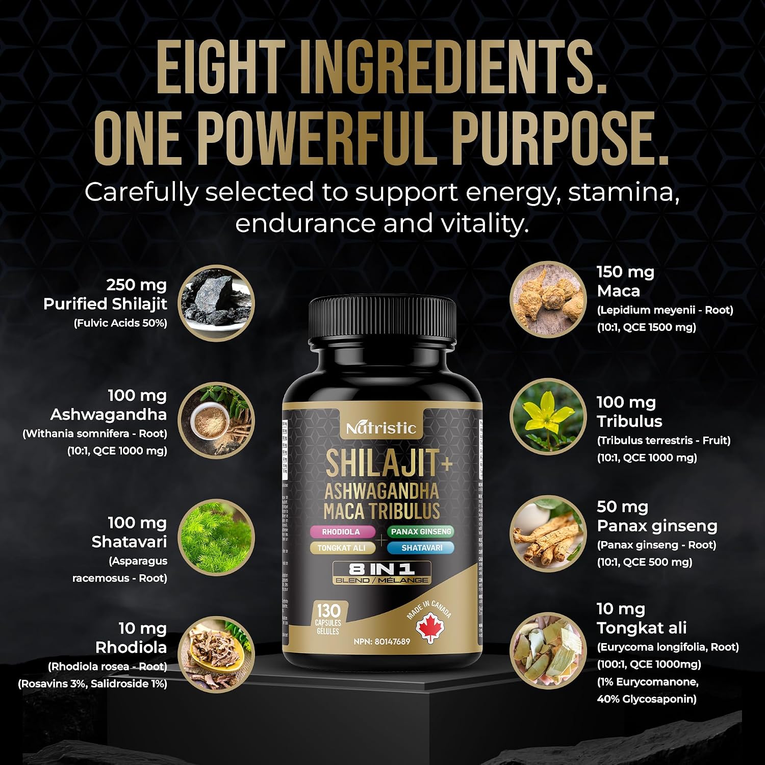 Detalle 2 de Nutristic SHILAJIT+ 8-in-1 Supplement, 130 Vegetarian Capsules