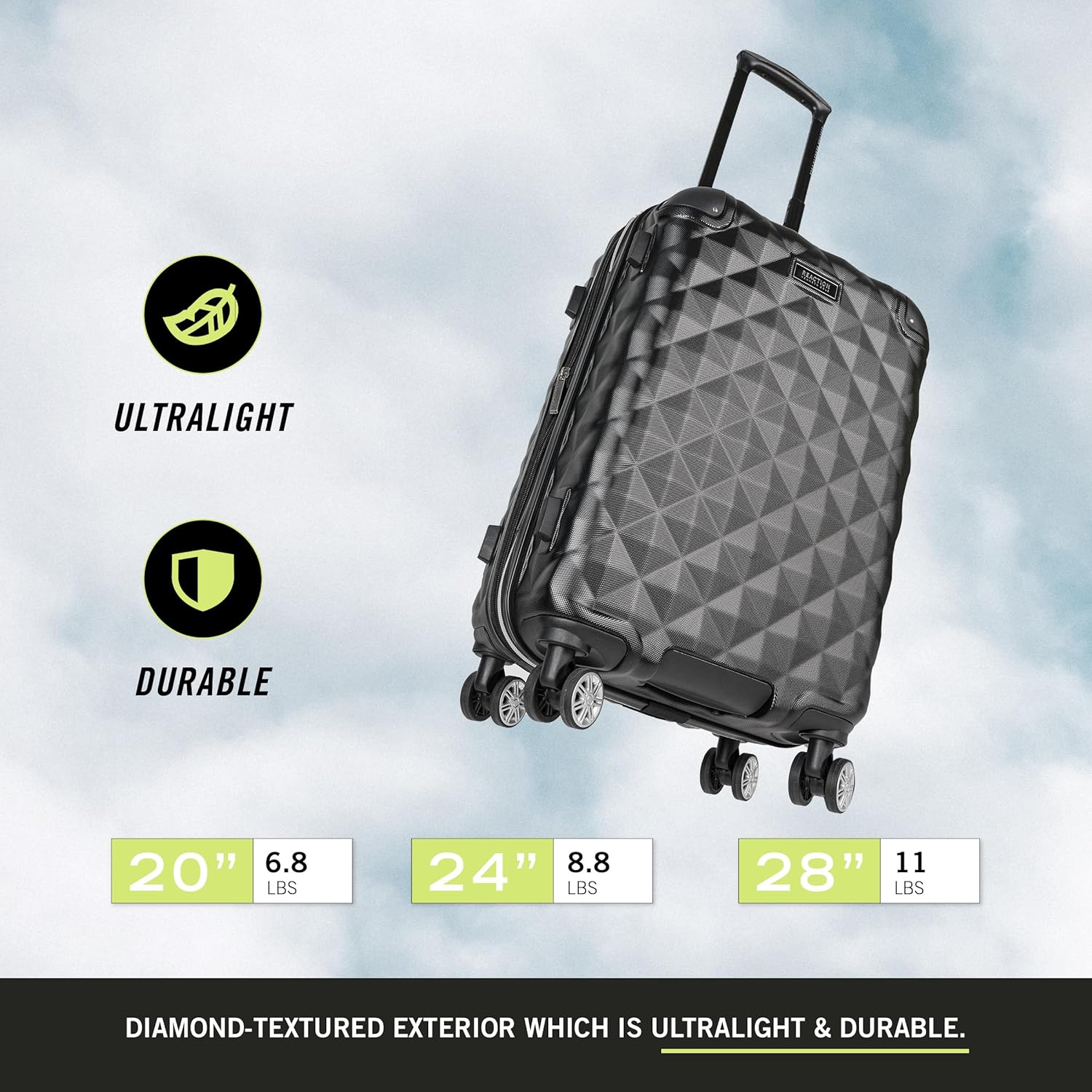 Thumbnail 2 de Kenneth Cole REACTION Diamond Tower Collection Lightweight Hardside Expandable 8-Wheel Spinner Luggage (24-Inch), Black