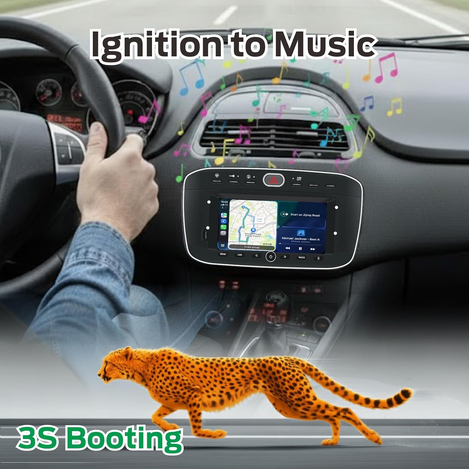 Detalle de Autoradio Linux LXKLSZ per Fiat Punto (2010-2016) e Fiat Linea (2012-2015) con CarPlay Wireless e Android Auto