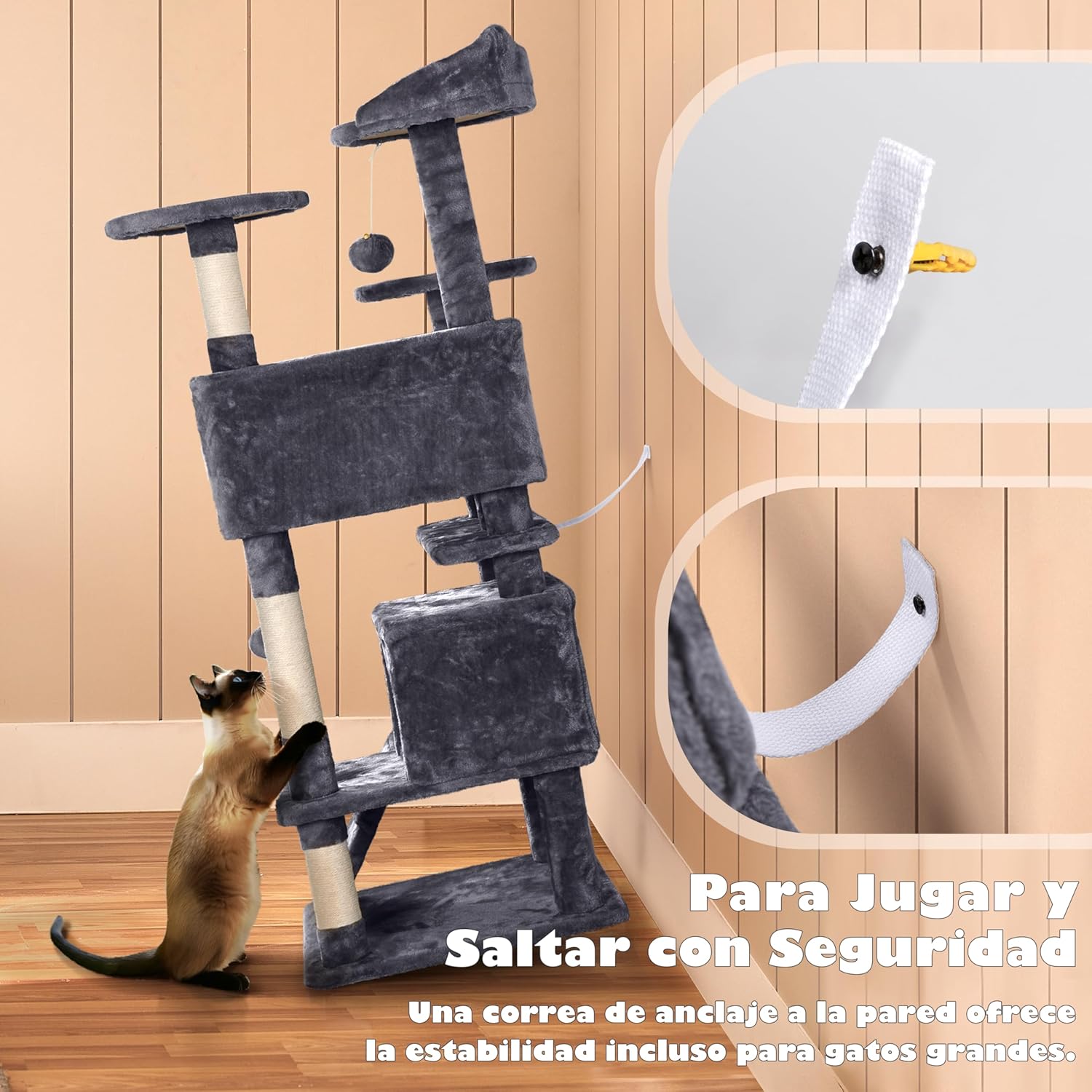 Thumbnail 4 de Yaheetech Árbol rascador 139 cm para gatos
