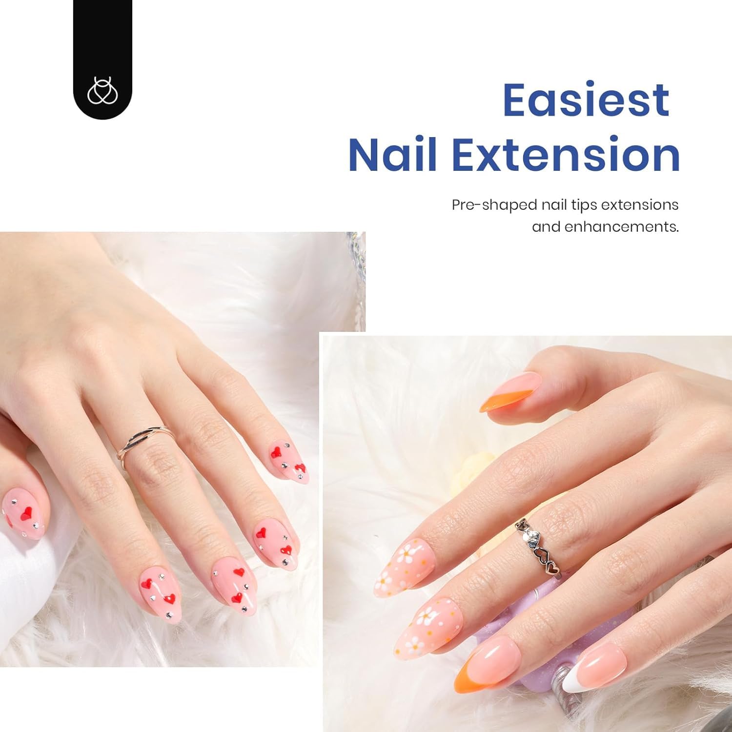 Detalle de Beetles Gel-Nagelspitzen-Set Mandel mit 9-in-1-Nagelkleber und UV-LED-Lampe (500 Stück)